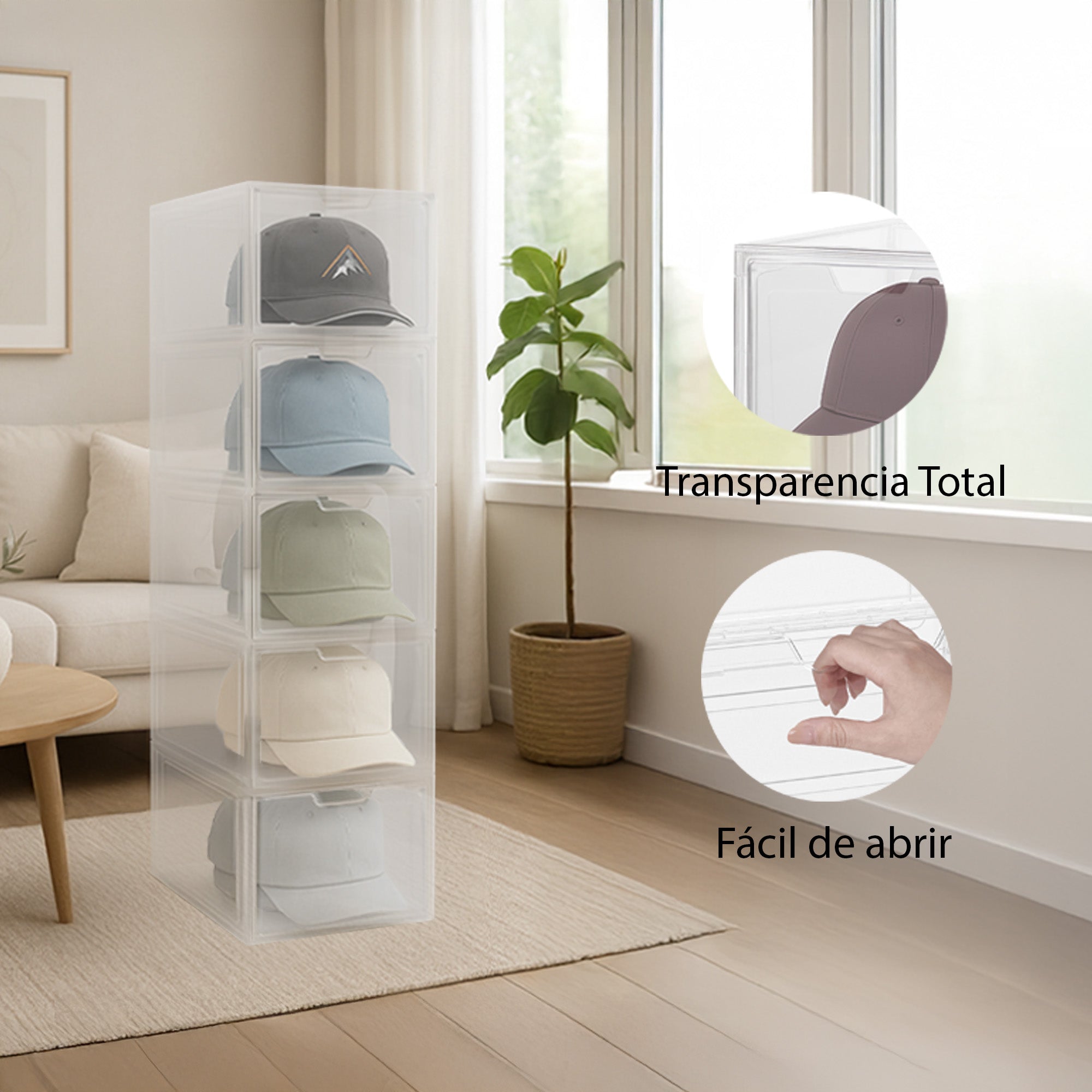 CLEAR Caja Organizadora Transparente con Puerta Frontal, Apilable y Multiusos (6 Pack)