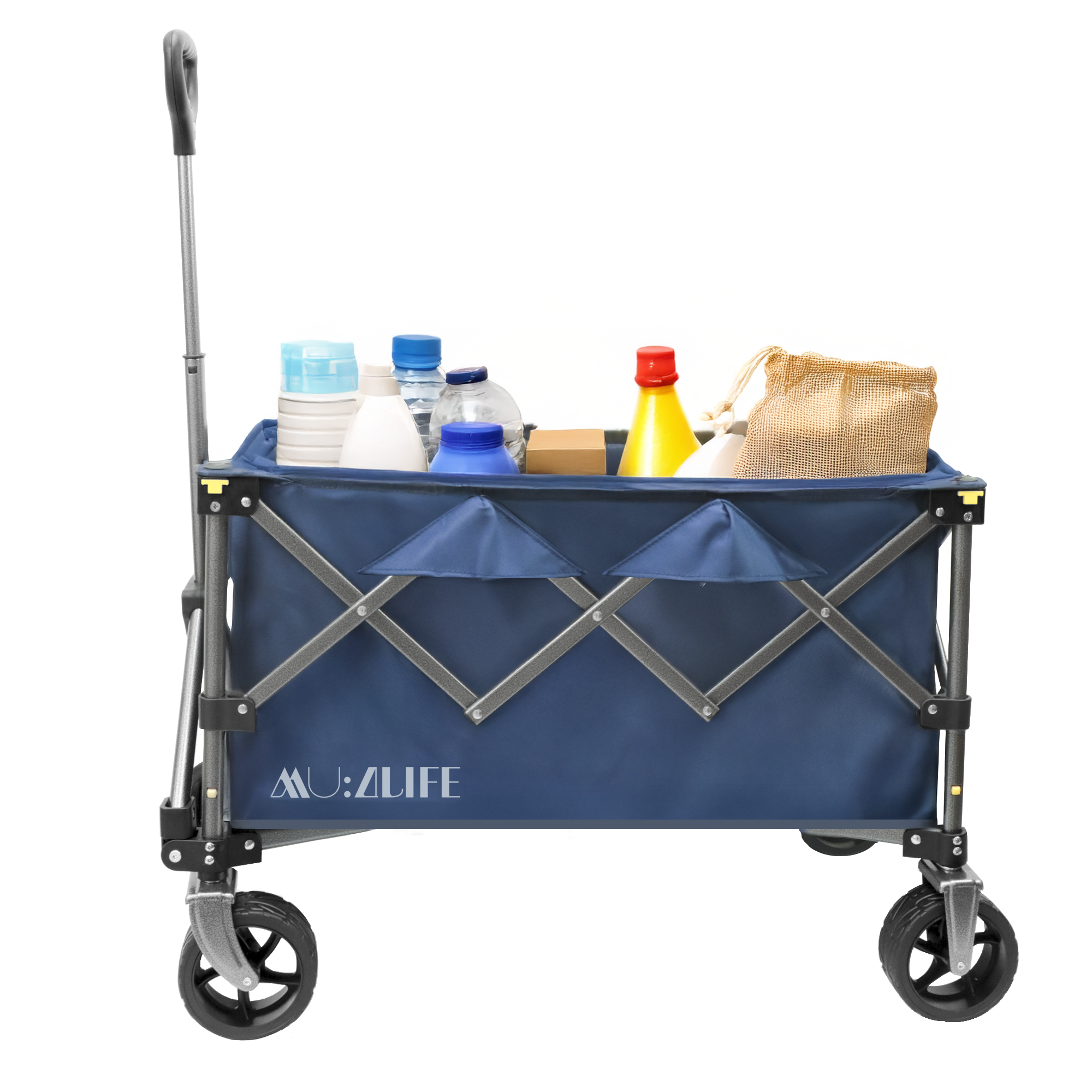 Carrito Vagón Plegable De Capacidad 100 kg con Ruedas Giratorias 360°, Carretilla Portátil para Mascota y Carga