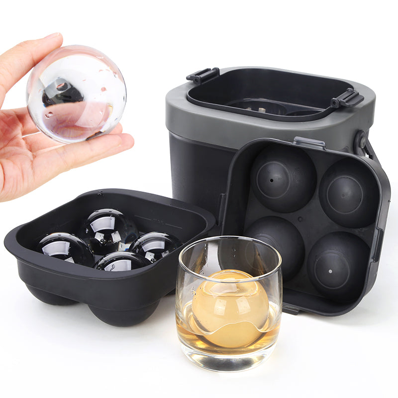 Molde Bandeja para Hielos Cristalinos de 4 bolas de 6cm, Ideal para Whisky, Cócteles y Bebida