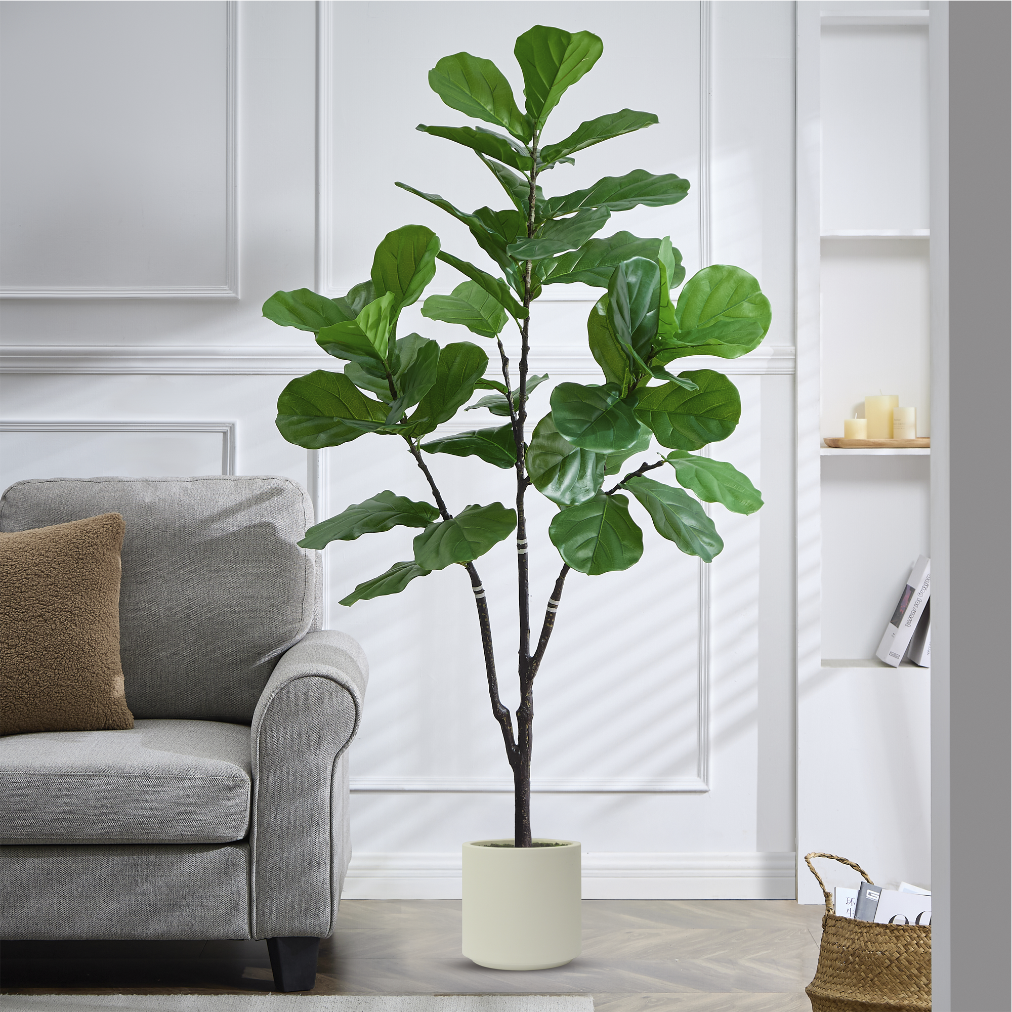 Árbol Artificial de Ficus Pandurata, Planta Decorativa para Interiores