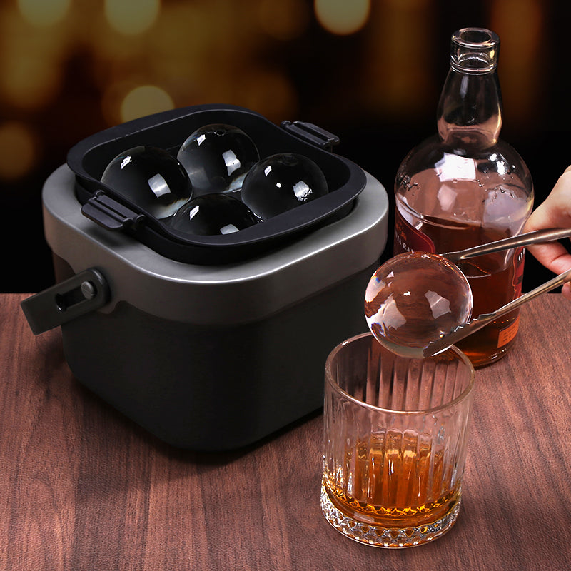 Molde Bandeja para Hielos Cristalinos de 4 bolas de 6cm, Ideal para Whisky, Cócteles y Bebida