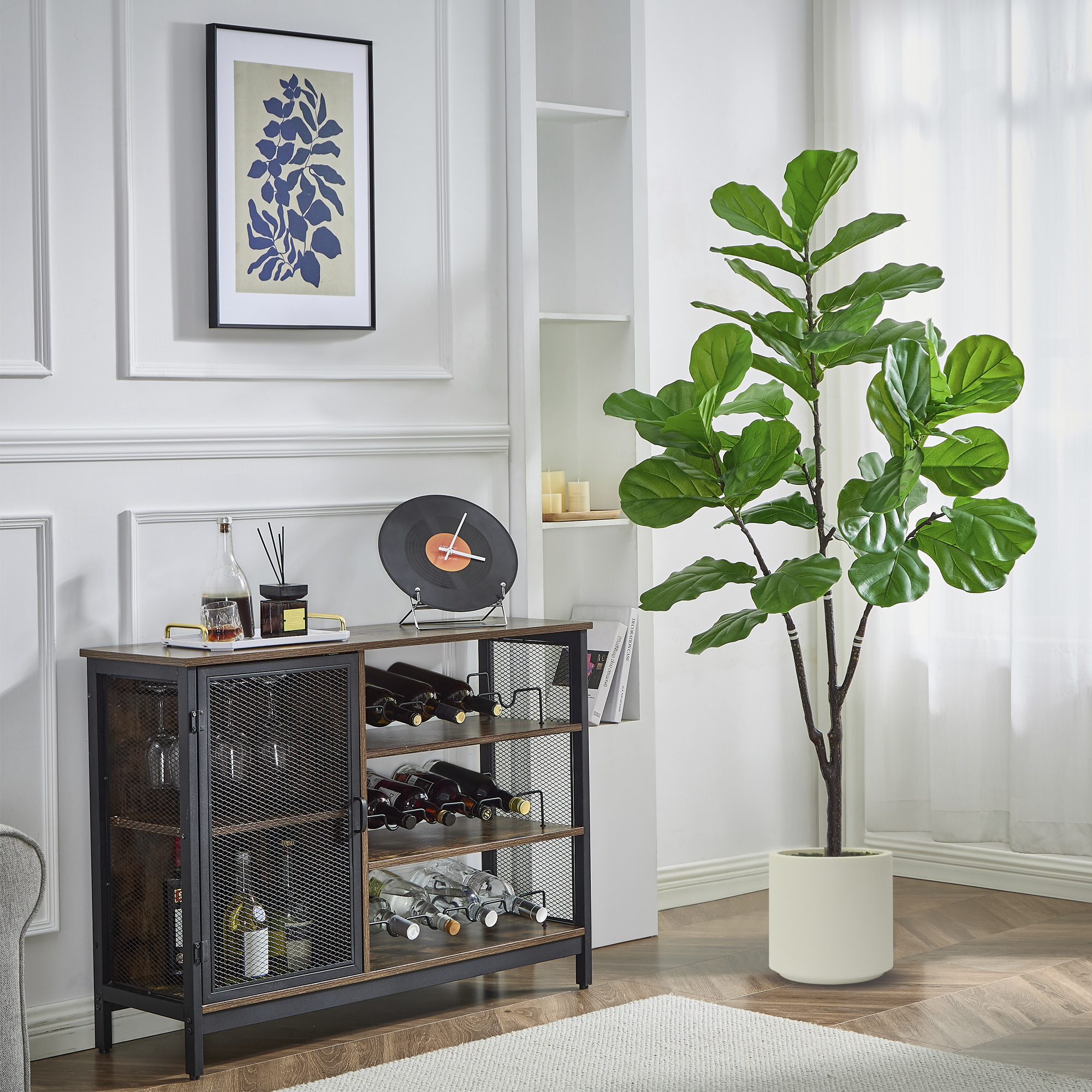 Árbol Artificial de Ficus Pandurata, Planta Decorativa para Interiores