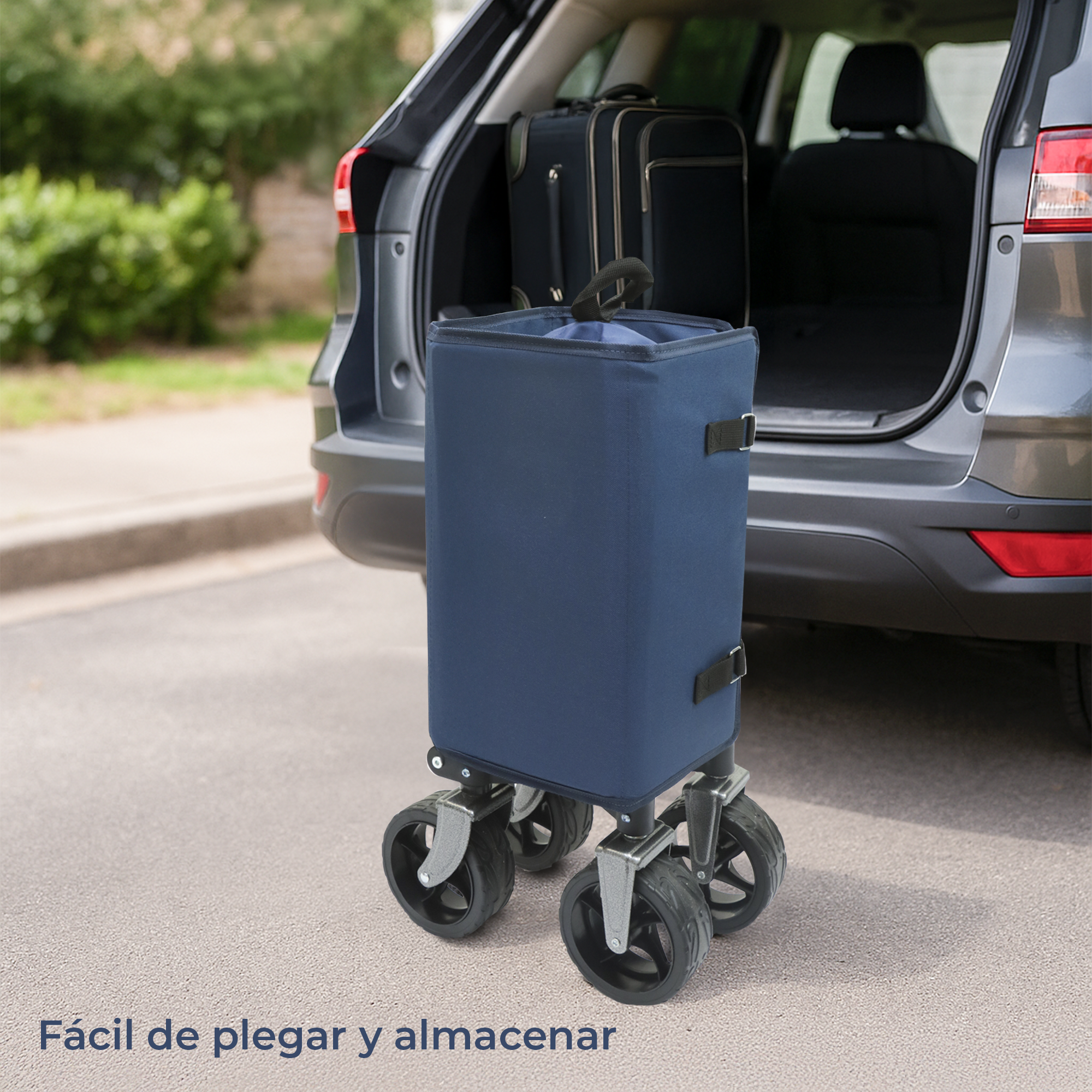 Carrito Vagón Plegable De Capacidad 100 kg con Ruedas Giratorias 360°, Carretilla Portátil para Mascota y Carga