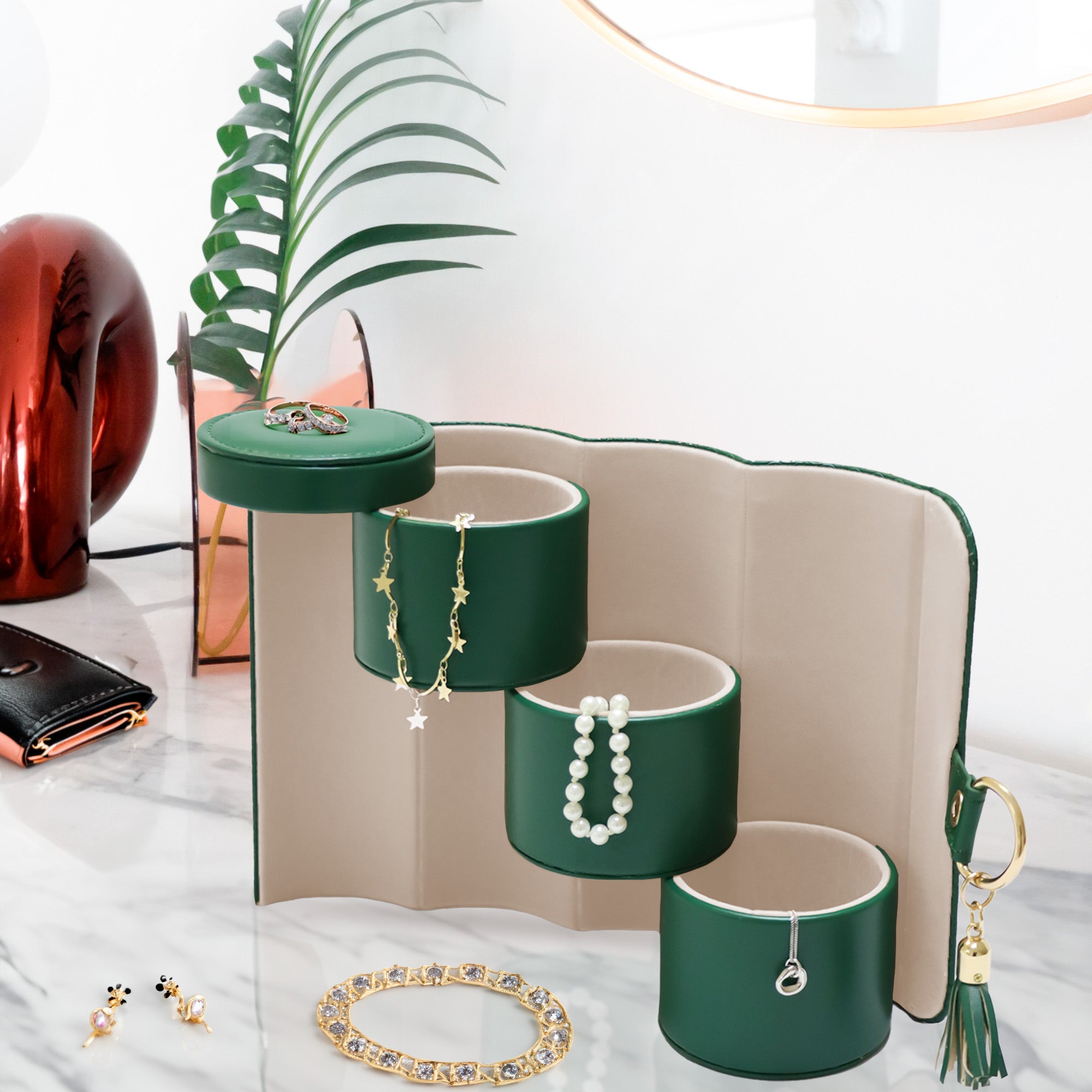 Joyero de Viaje Compacto – Estuche Organizador de Joyas con Múltiples Compartimentos