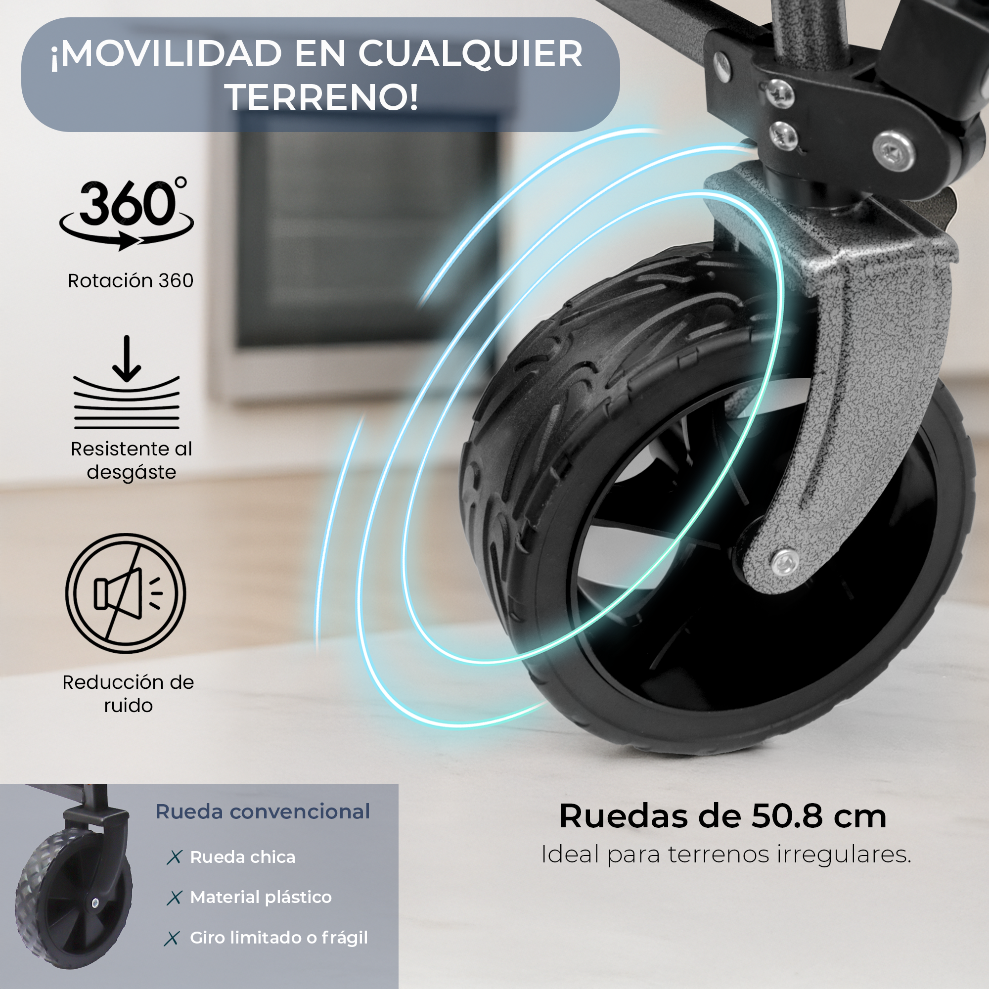 Carrito Vagón Plegable De Capacidad 100 kg con Ruedas Giratorias 360°, Carretilla Portátil para Mascota y Carga