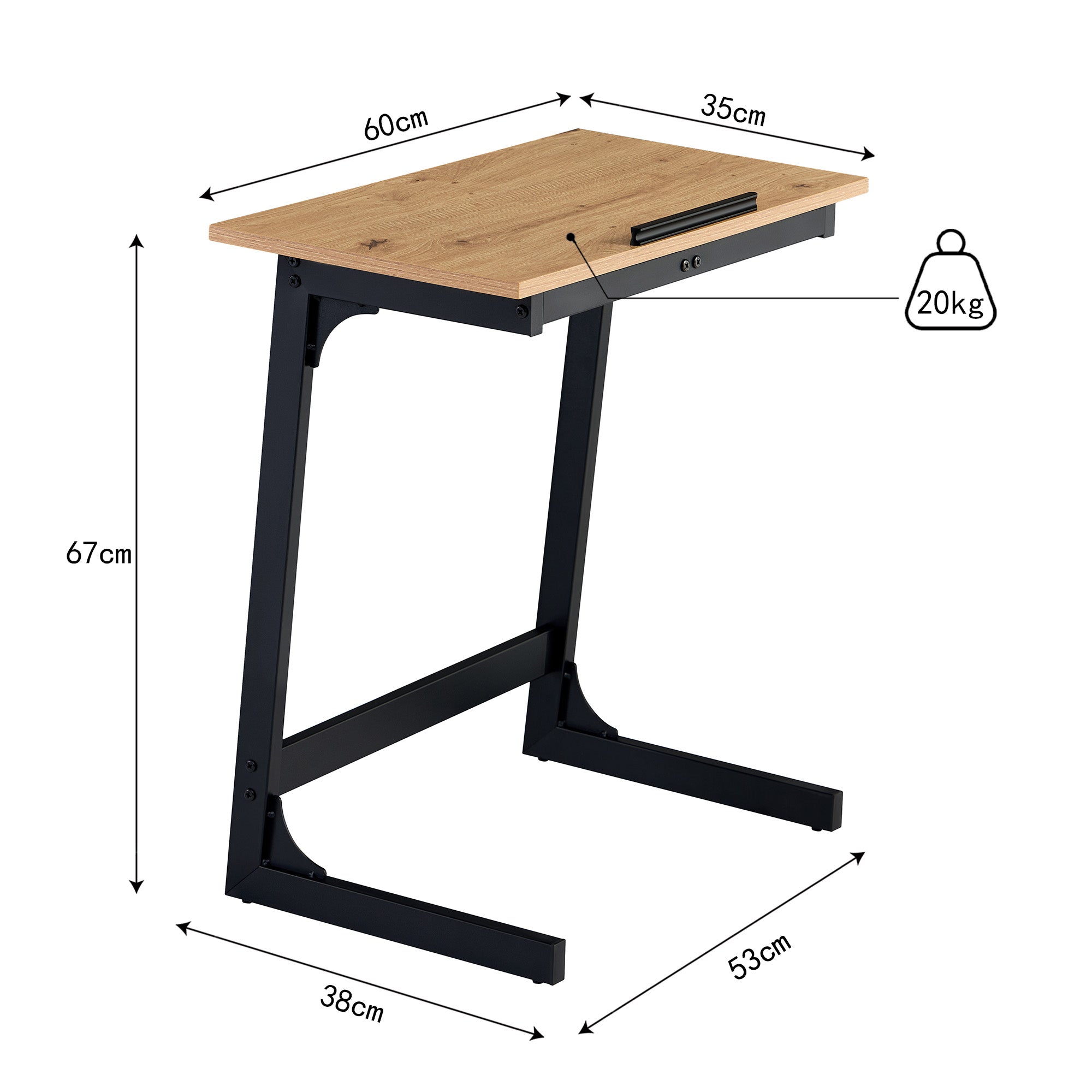 Mesa Auxiliar Tipo C con Tablero Inclinado – Ideal para Laptop, Lectura o Café en Sofá o Cama