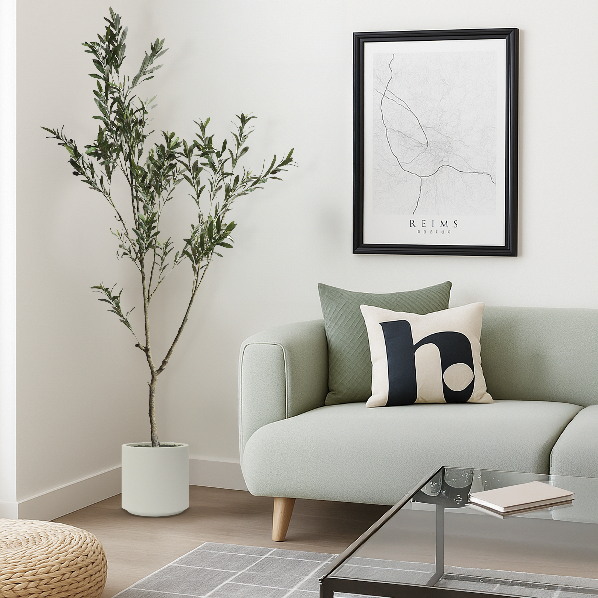 Árbol de Olivo Artificial con Frutos Estilo Natural para Decoración Interior