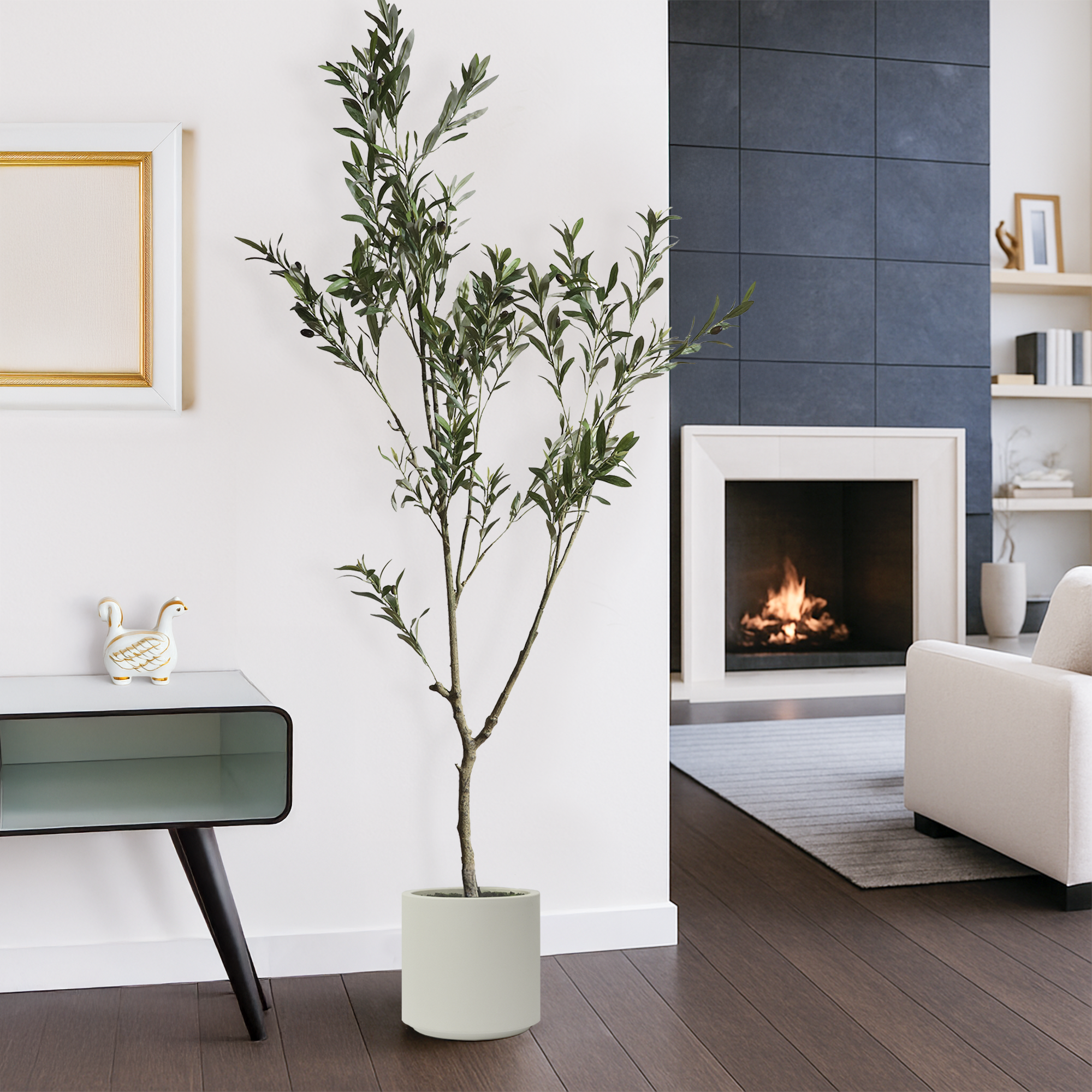 Árbol de Olivo Artificial con Frutos Estilo Natural para Decoración Interior