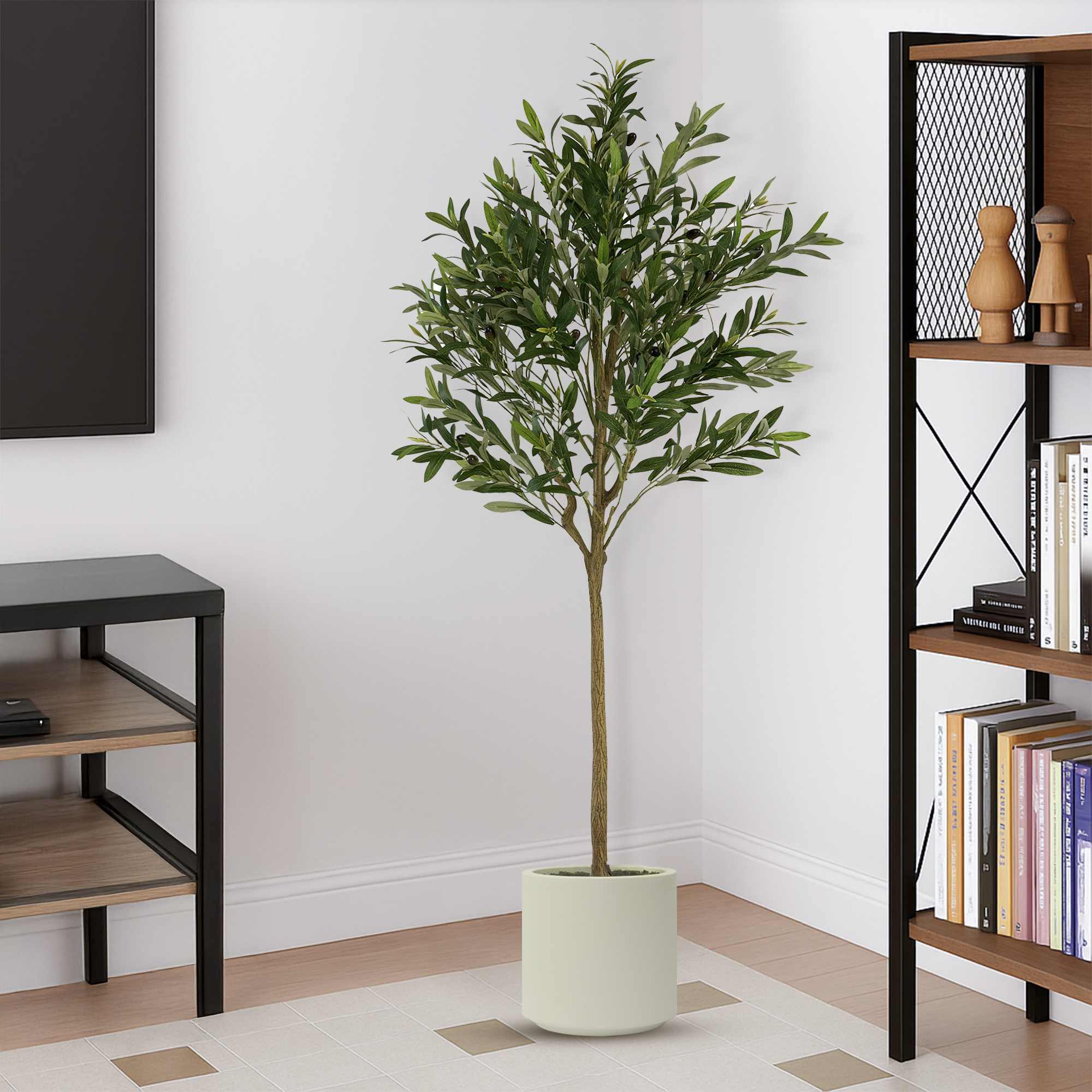 Árbol de Olivo Artificial con Frutos Estilo Natural para Decoración Interior