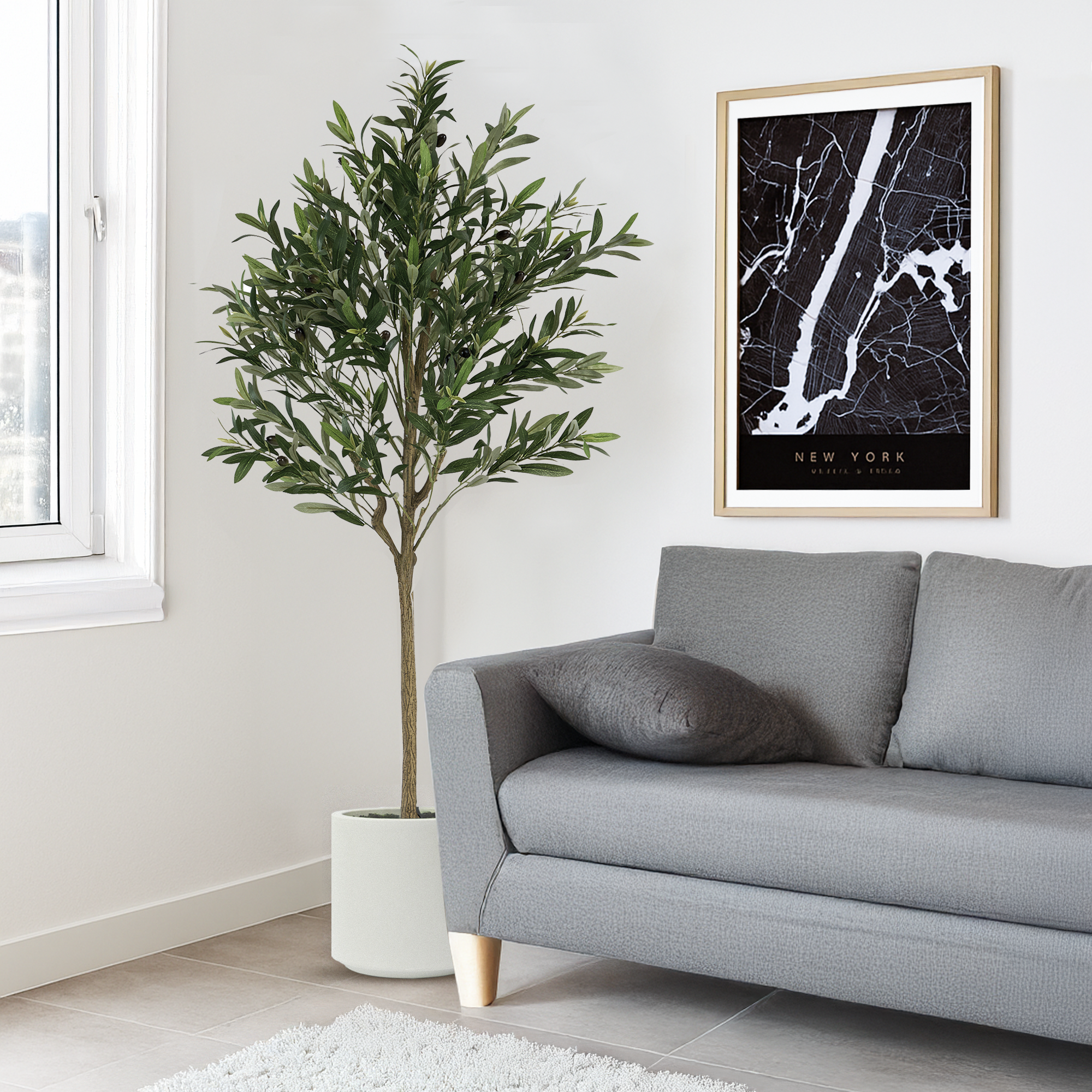 Árbol de Olivo Artificial con Frutos Estilo Natural para Decoración Interior