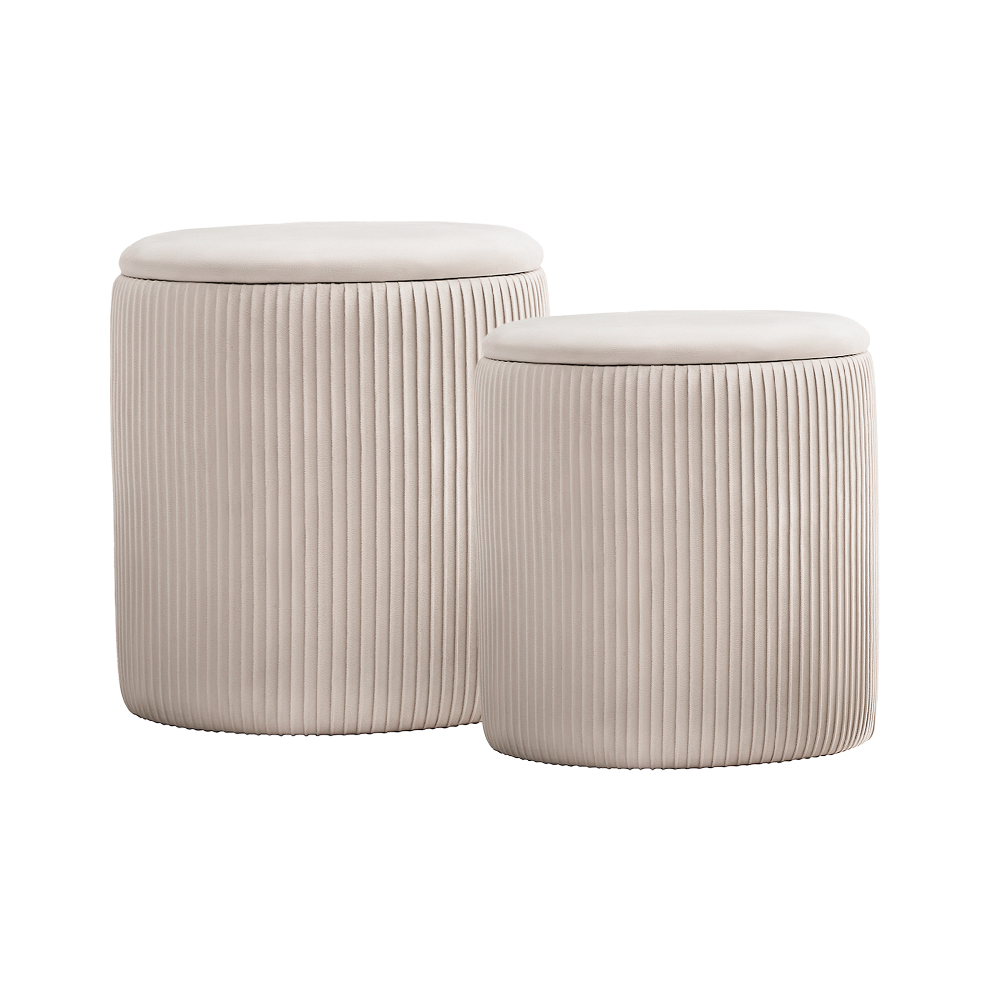 Set de 2 Taburetes Otomanos de Terciopelo con Almacenamiento, Banco Tapizado Decorativo