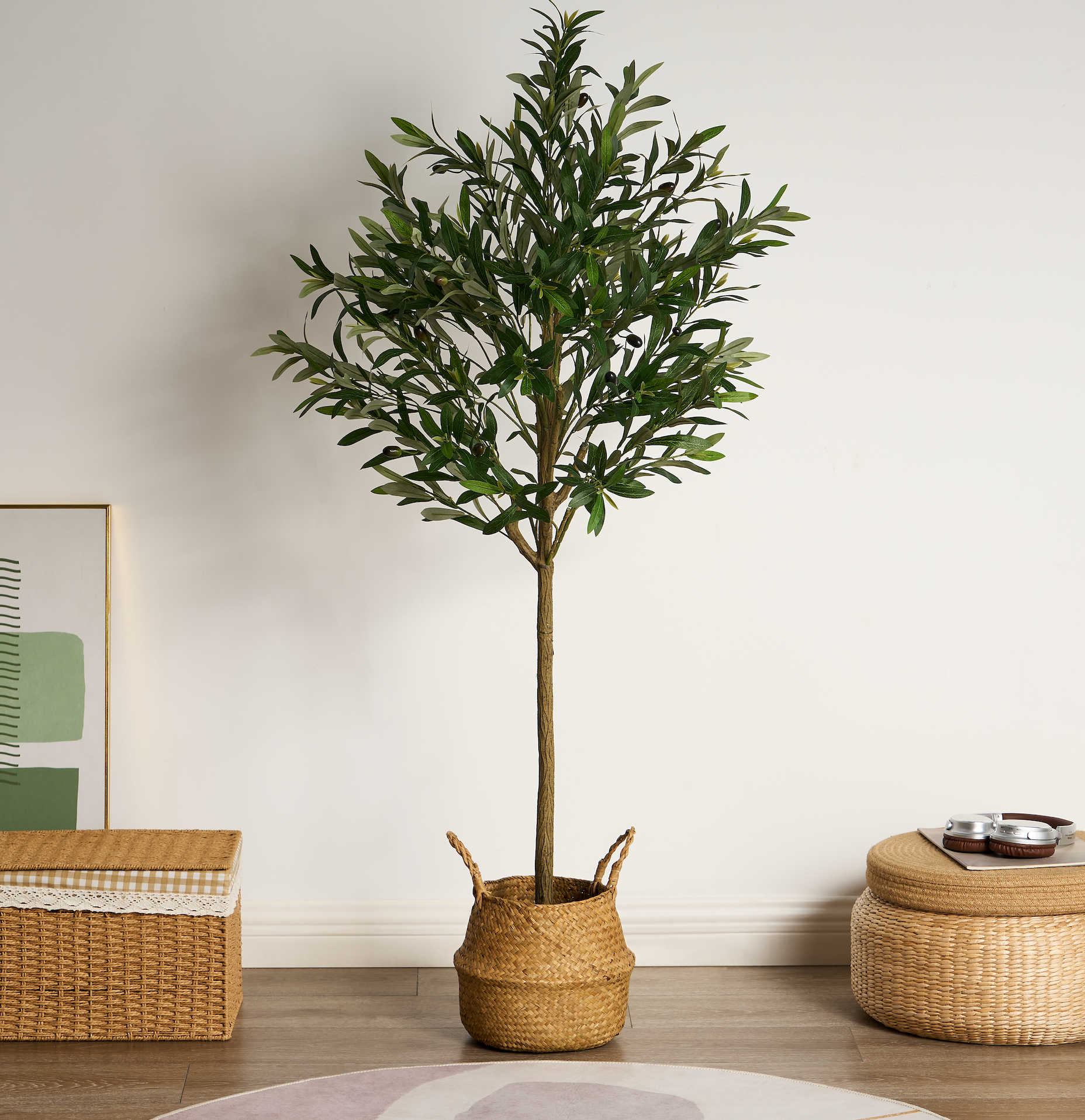 Árbol de Olivo Artificial con Frutos Estilo Natural para Decoración Interior