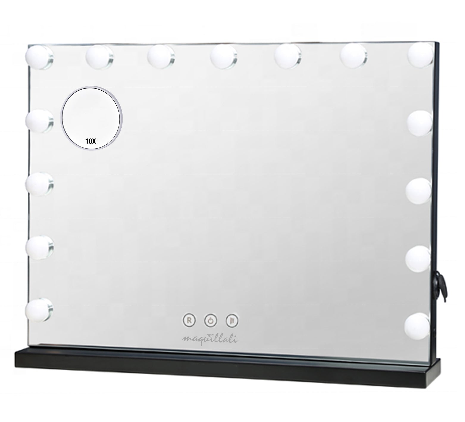 Espejo de maquillaje 15 Bombillas LED estilo Hollywood, con espejo de aumento 10x.