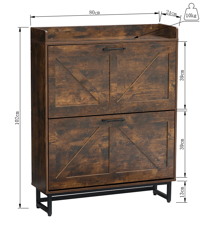 Gabinete para Almacenamiento para Calzado con 2 Cajones Abatibles, Zapatera Estrecha Organizadora De pie para Recibidor