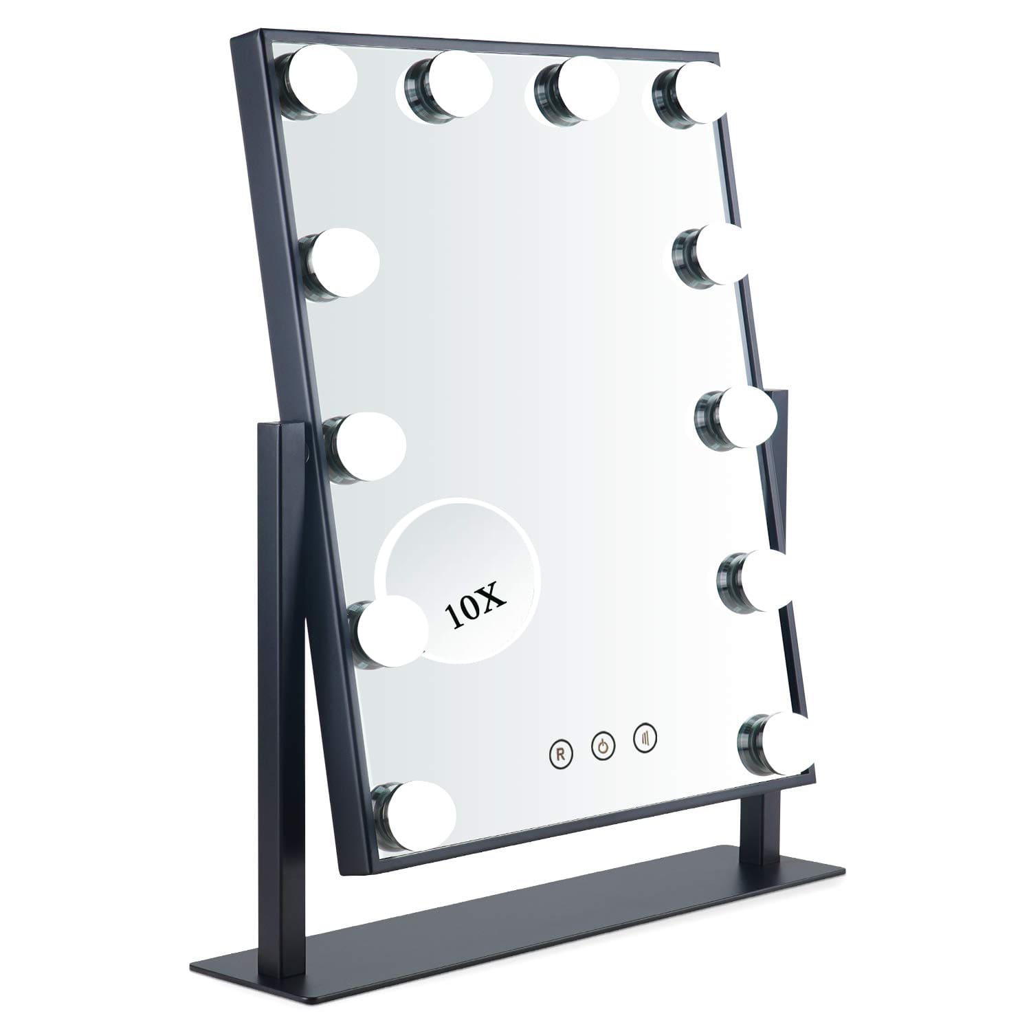 Espejo de maquillaje 12 Bombillas Led Estilo Hollywood Vintage, con espejo de aumento 10x