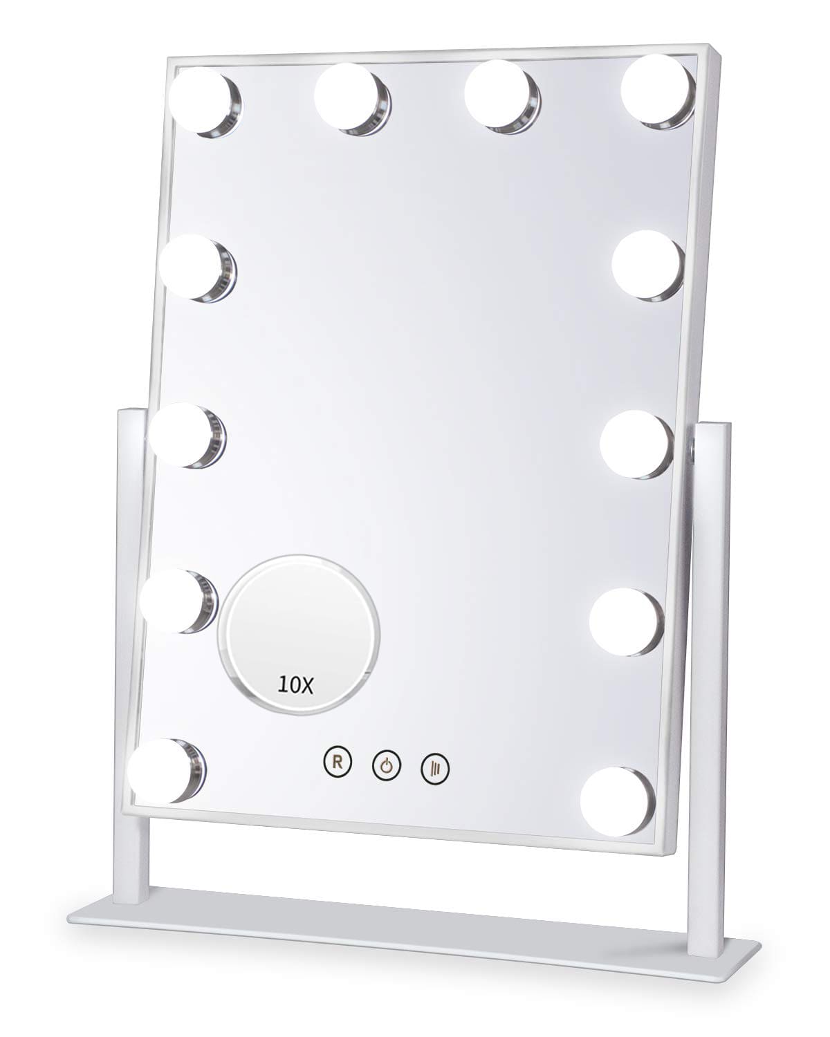 Espejo de maquillaje 12 Bombillas Led Estilo Hollywood Vintage, con espejo de aumento 10x