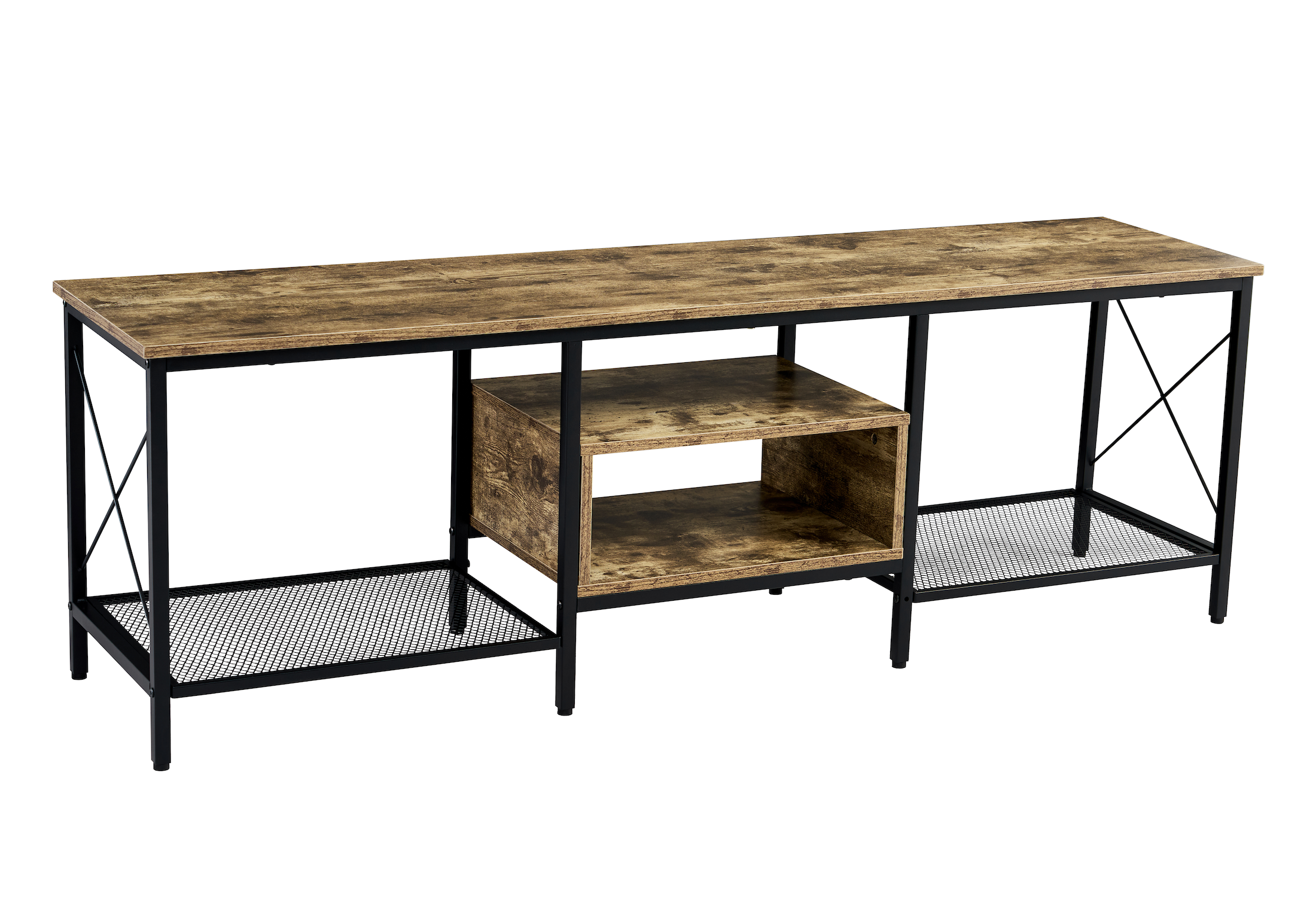 Centro de Entretenimiento 160 cm – Mueble para TV Moderno con Estantes en Color Gris Wash