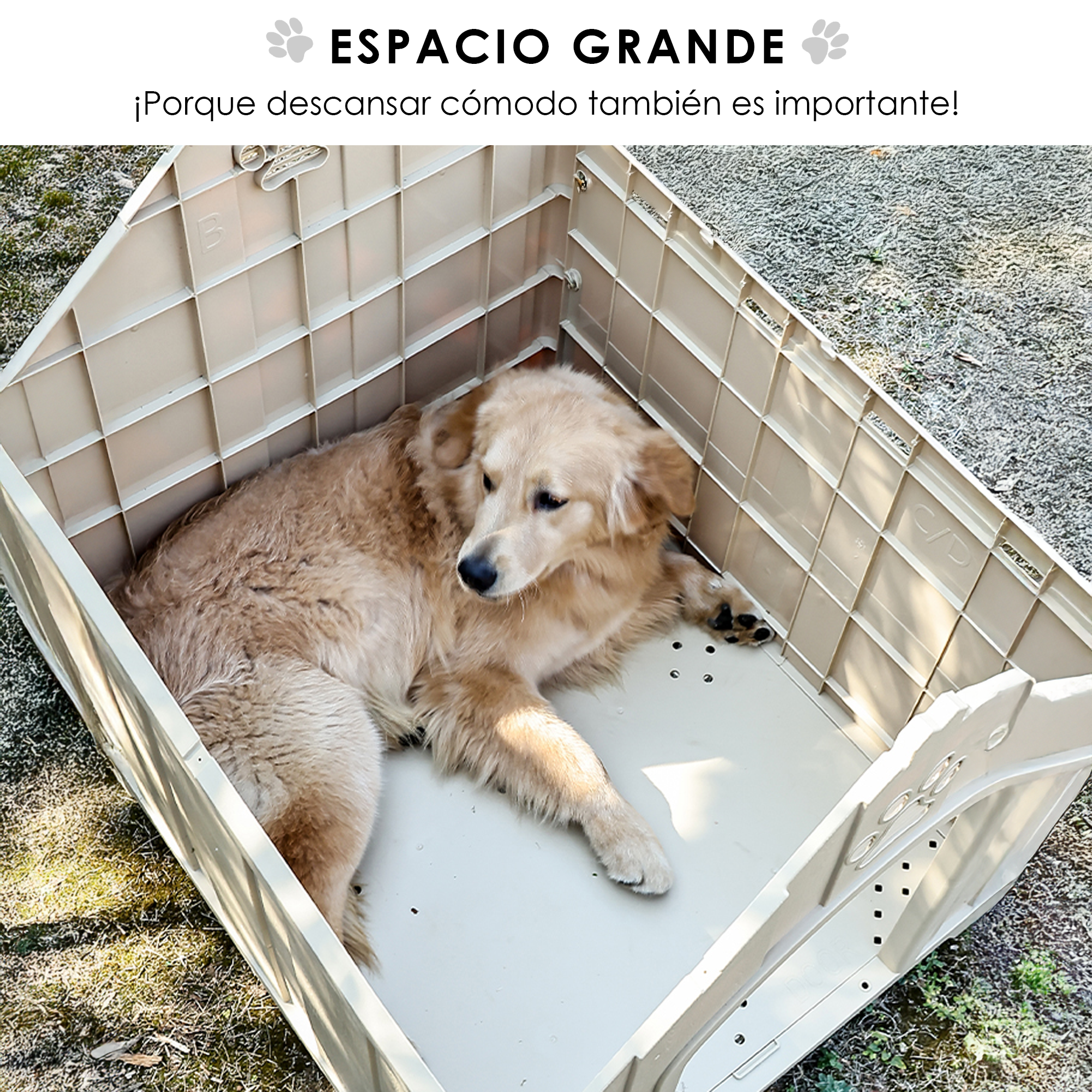 Casa Jaula para Perro de Plástico para Exteriores e Interiores, Resistente al Agua, con Ventilación y Base Reforzada y Anclajes al Suelo