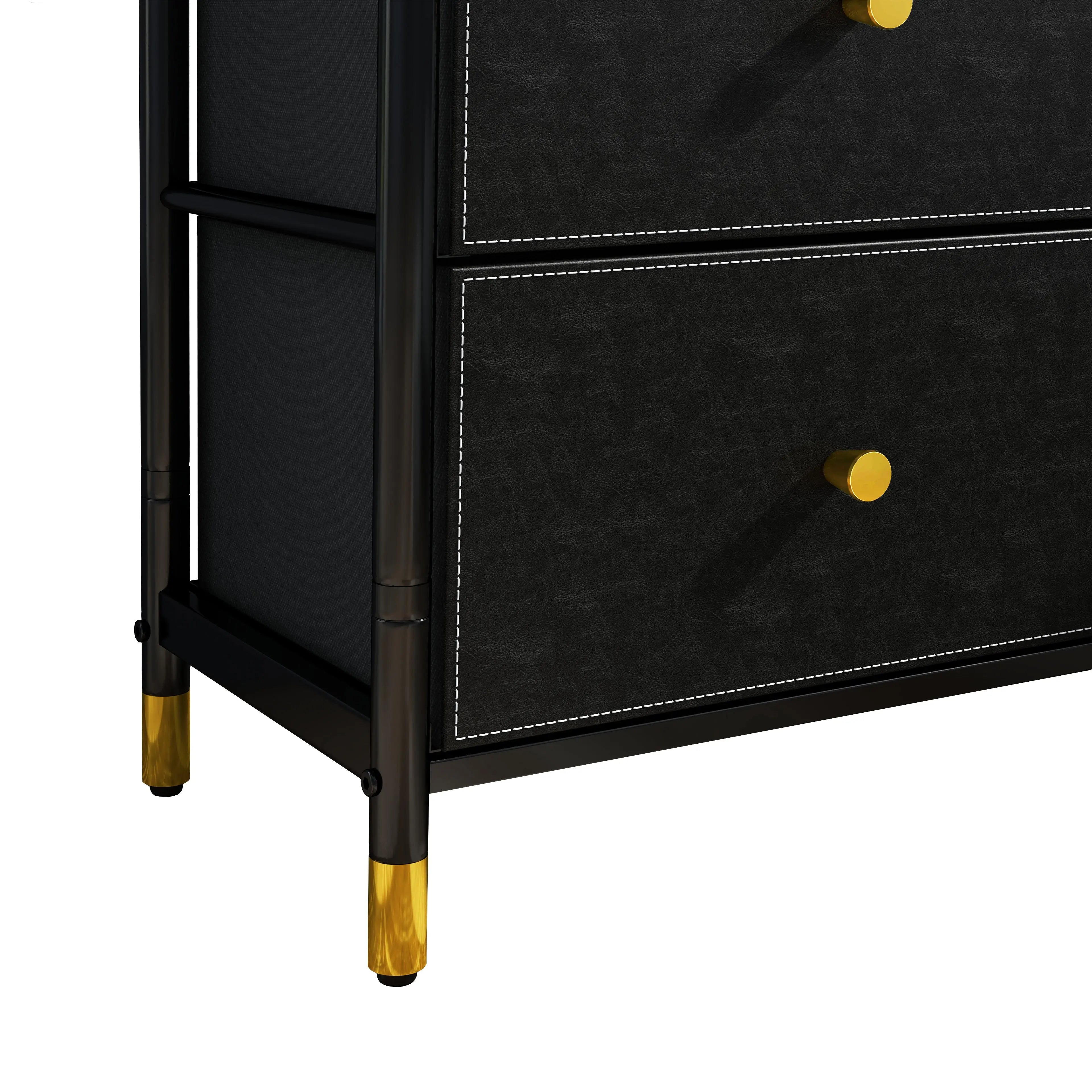 Cómoda de 8 Cajones para Almacenamiento en Recámara, Cajonera con Estructura Metálica, Tabla de MDF y Cajones de Tela No Tejida con Cubiertas de Cuero PU MU:4LIFE