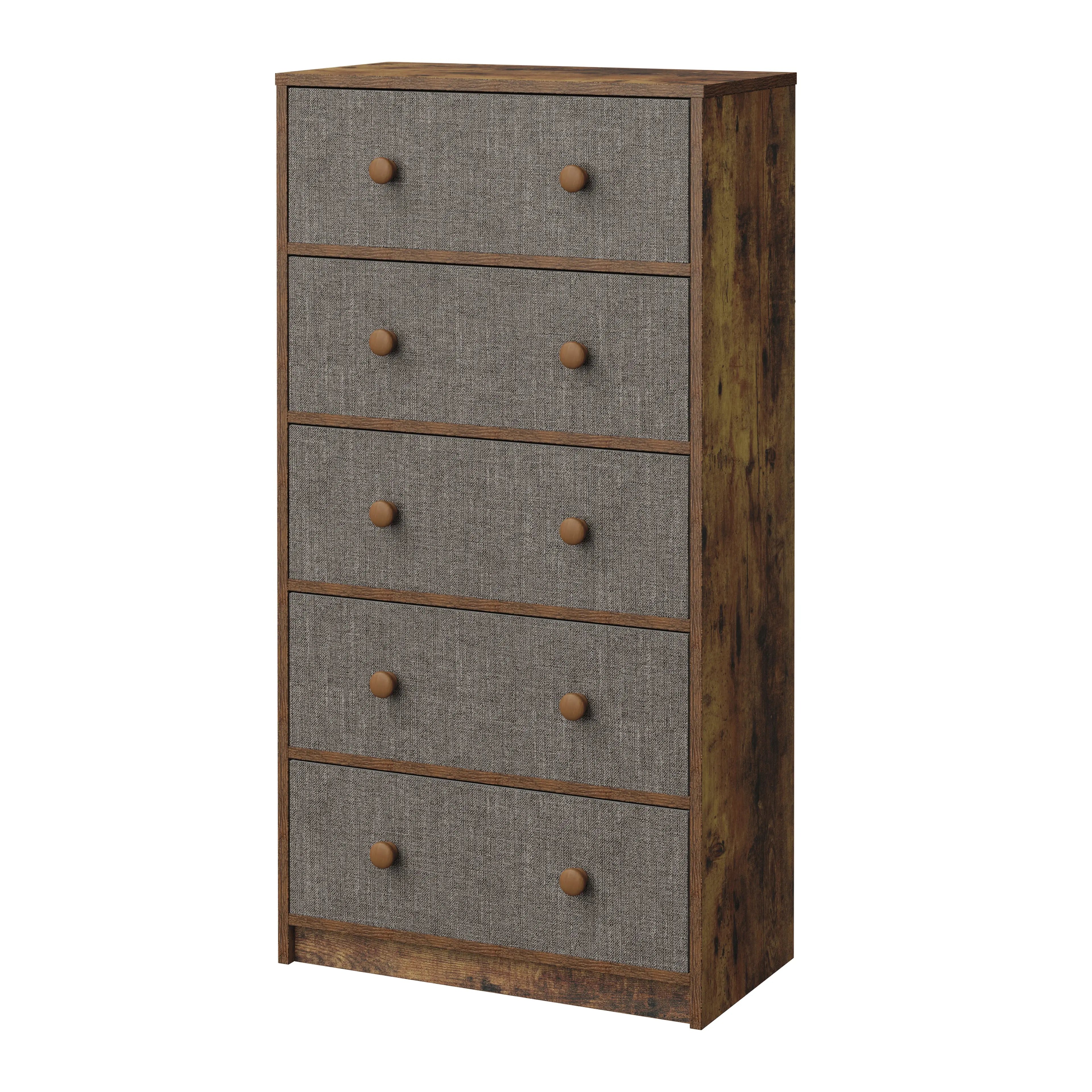 Cómoda Elegancia De 5 Cajones, Almacenamiento para Hogar Y Oficina, Organizador Cajonera De Estructura Madera y Cajon De Tela No Tejida y Cubiertas De MDF MU:4LIFE