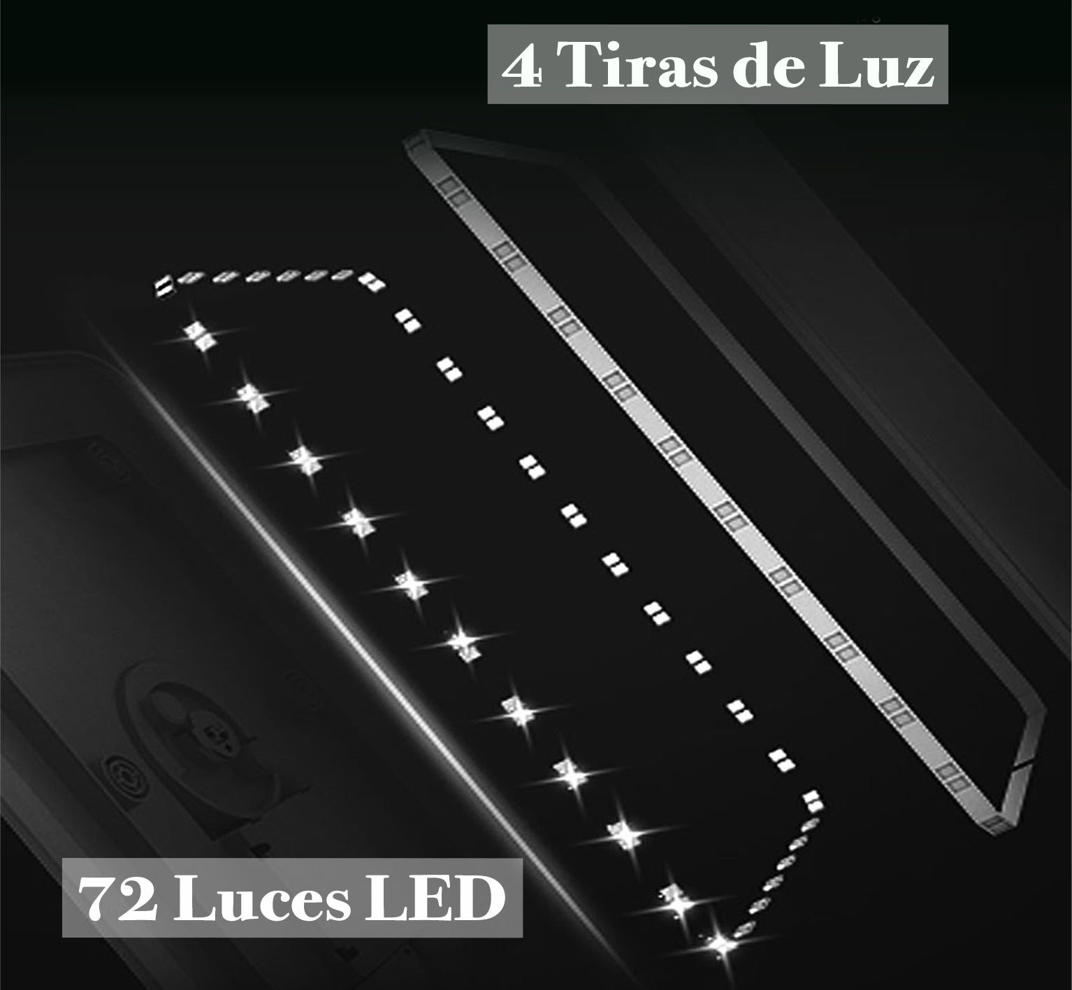 Espejo de Maquillaje Tríptico con 72 LEDs, Iluminación Ajustable y Aumento 1X/2X/3X