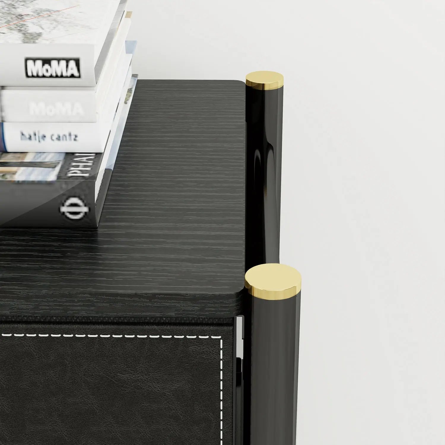 Cómoda Estrecha de 4 Cajones para Almacenamiento en Hogar y Oficina, Organizador con Estructura Metálica, Tabla de MDF y Cajones de Tela No Tejida con Cubiertas de Cuero PU MU:4LIFE