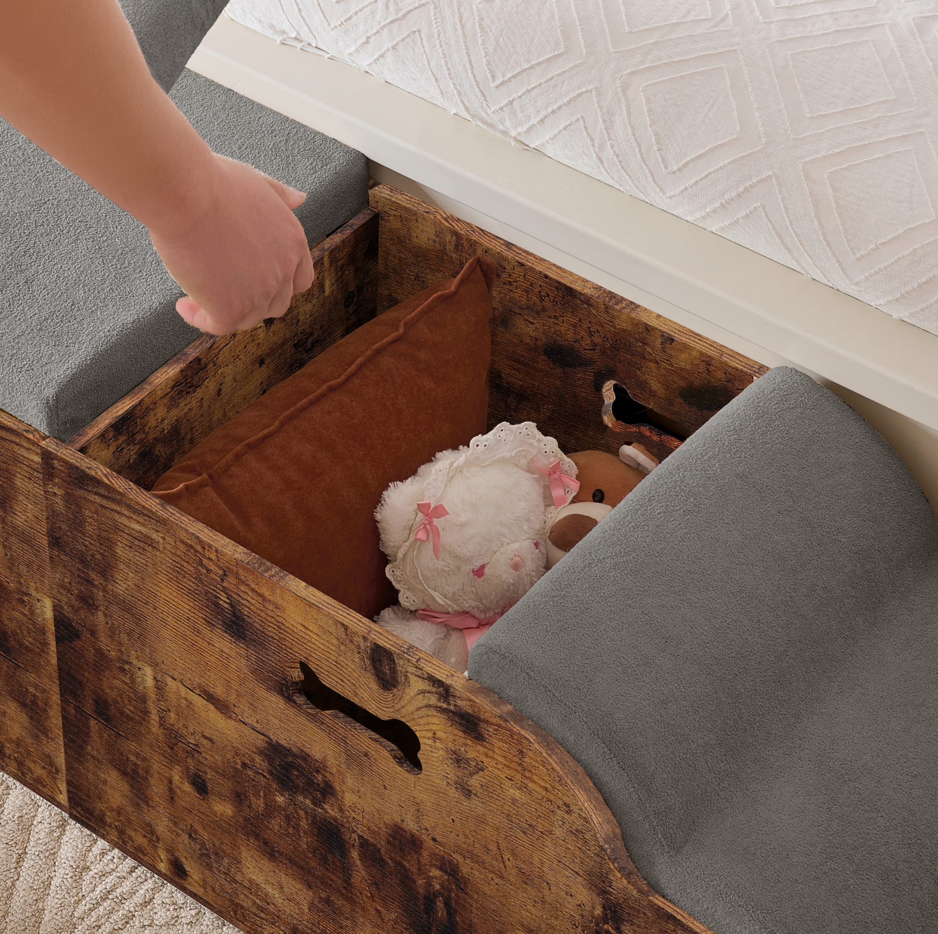 Escalera para Perros con Almacenamiento, Funda Lavable, Diseño Ergonómica y Relleno de Espuma de Alta Densidad