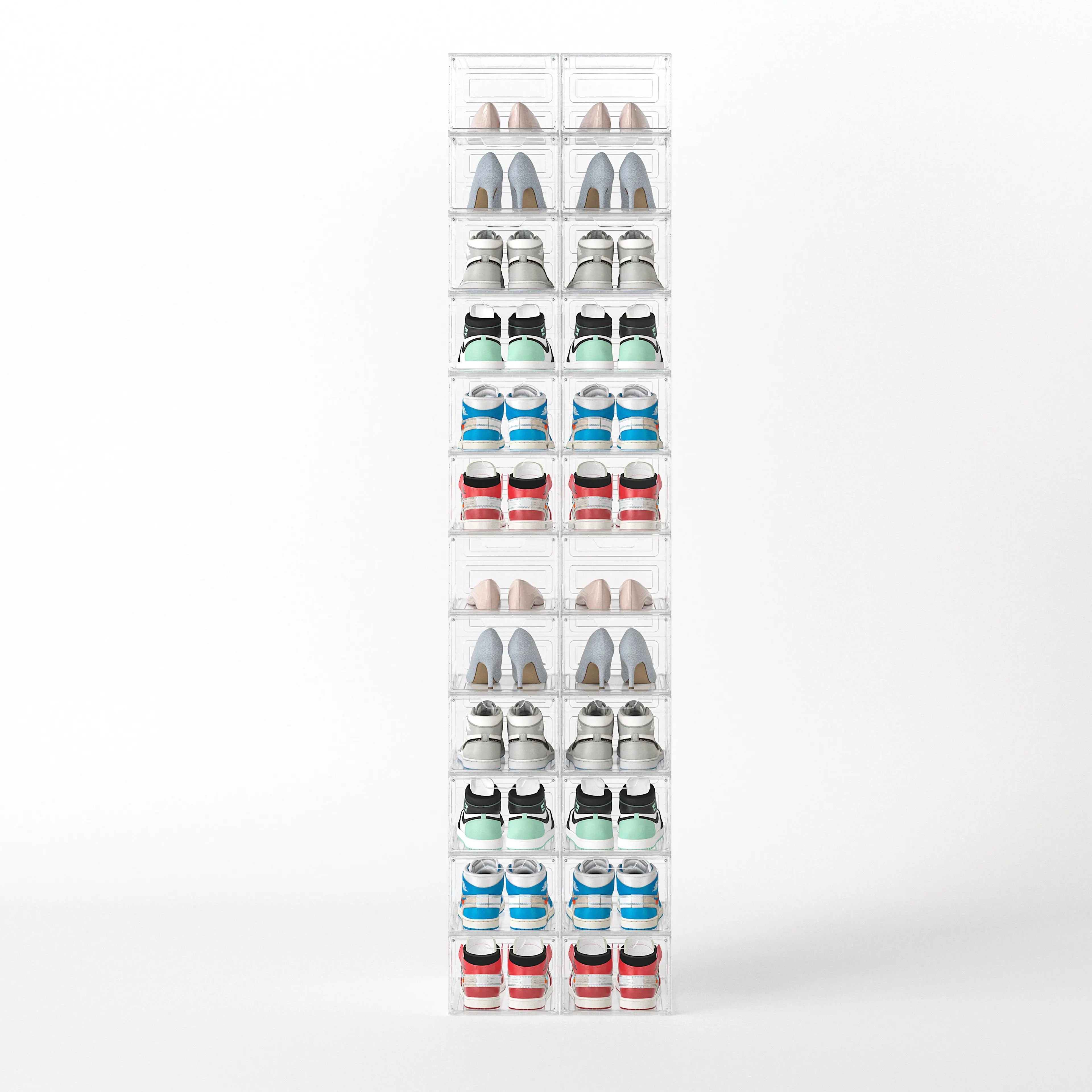 CLEAR Caja Organizador para Zapatos, Puerta Transparente y Magnética, Apilables, Caja de Exhibicion y Almacenamiento Multifuncional Para Hogar MU:4LIFE