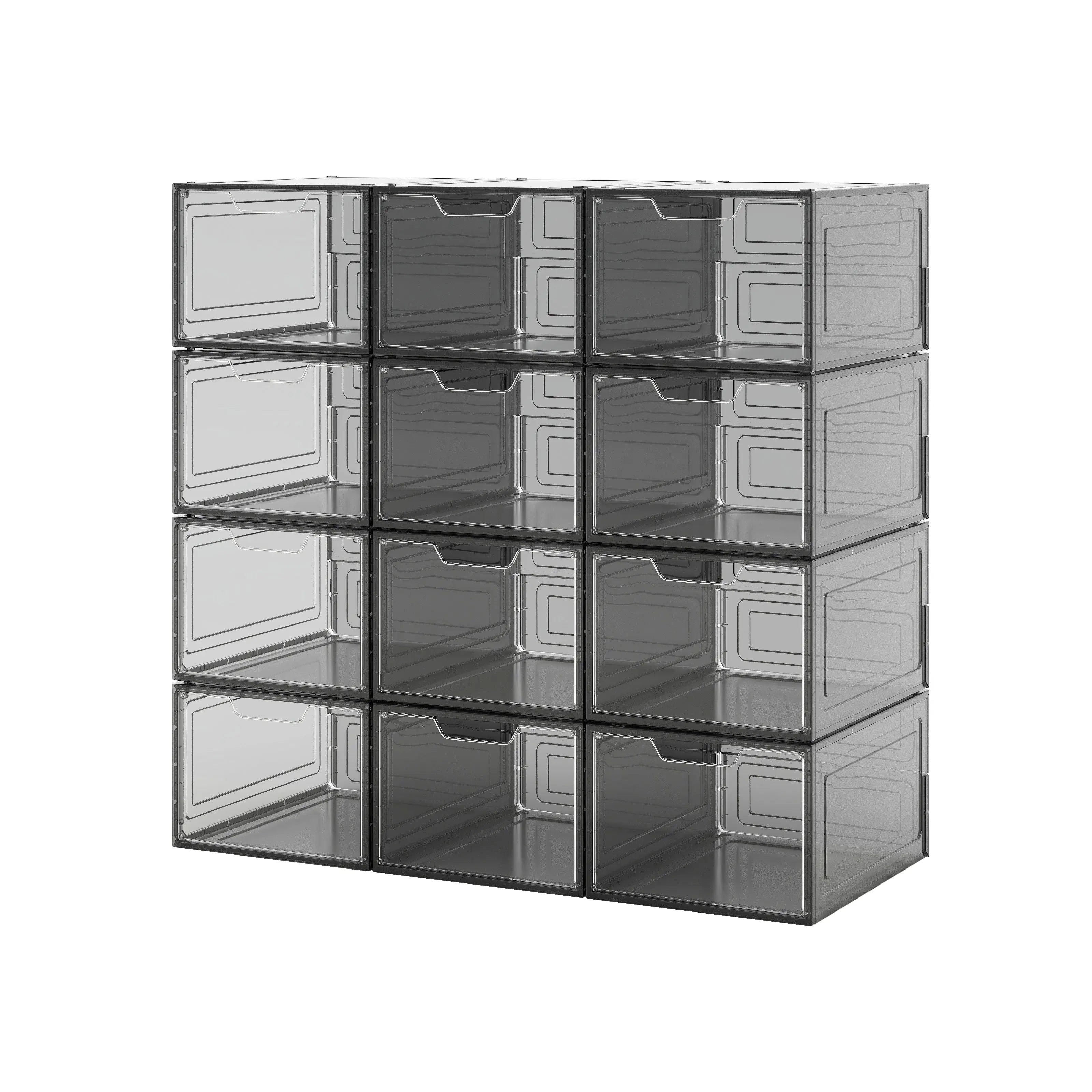 CLEAR Caja Organizador para Zapatos, Puerta Transparente y Magnética, Apilables, Caja de Exhibicion y Almacenamiento Multifuncional Para Hogar MU:4LIFE