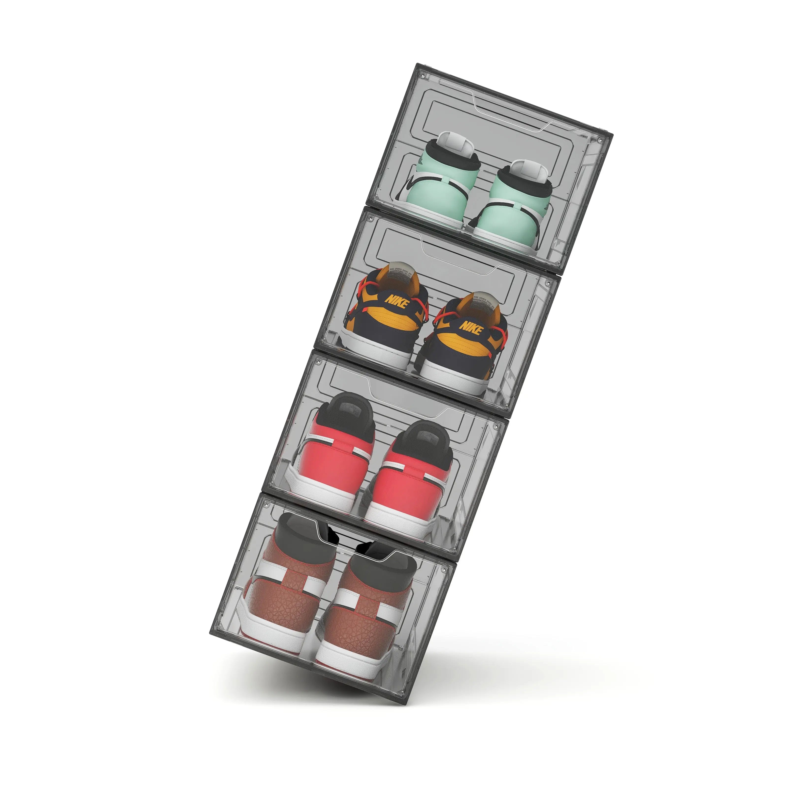 CLEAR Caja Organizador para Zapatos, Puerta Transparente y Magnética, Apilables, Caja de Exhibicion y Almacenamiento Multifuncional Para Hogar MU:4LIFE