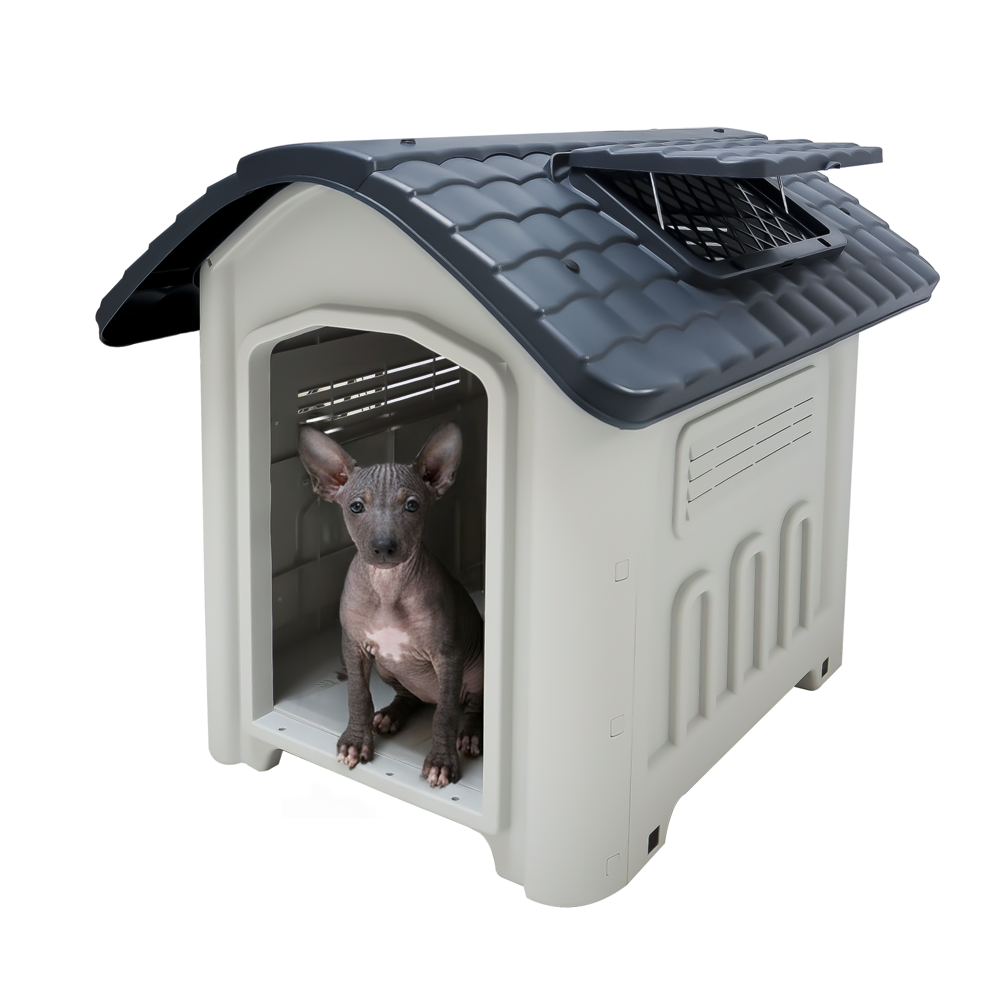 Casa Jaula para Perro de Plástico para Exteriores e Interiores, Mediana 72.6×61×63 cm, Resistente al Agua