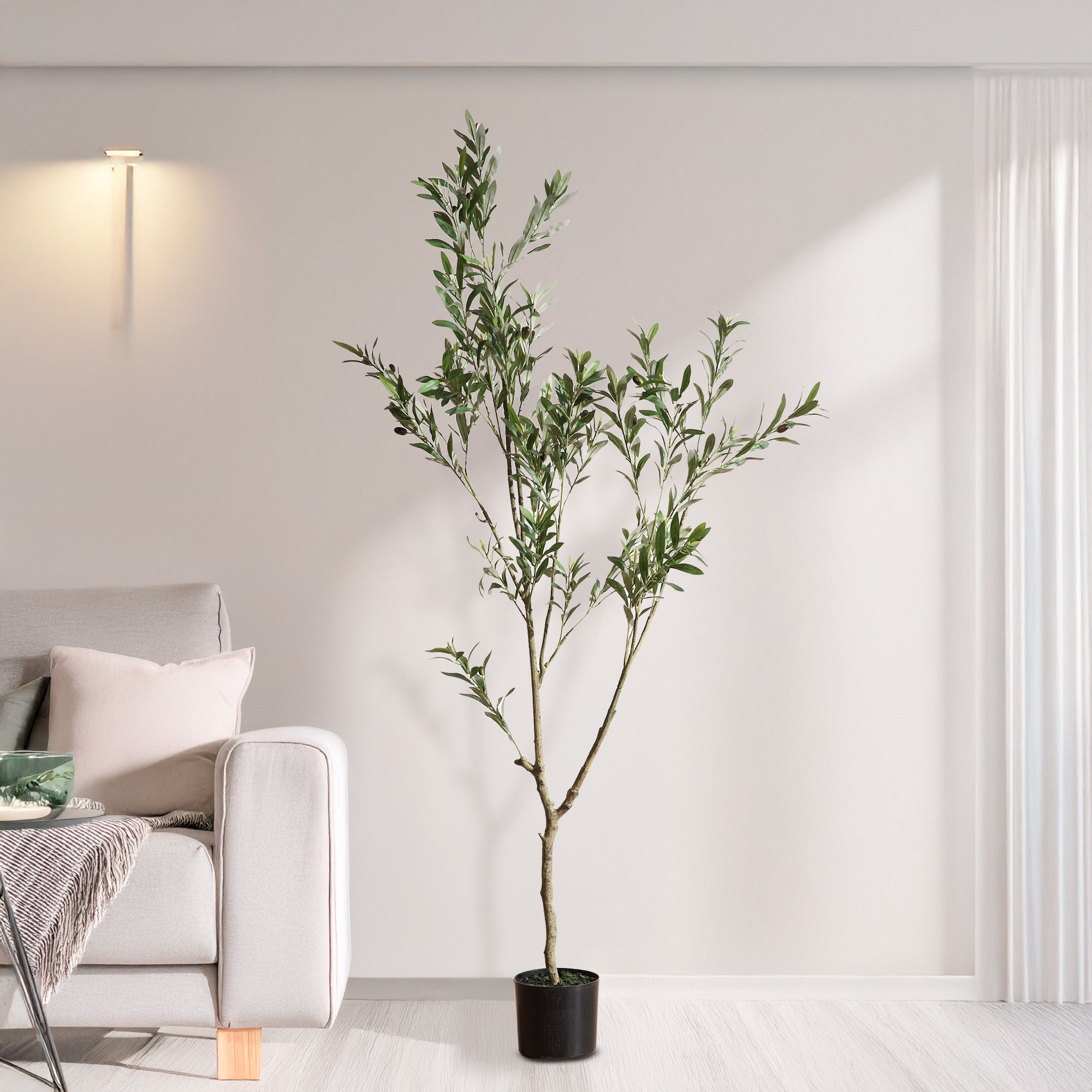 Árbol de Olivo Artificial con Frutos Estilo Natural para Decoración Interior