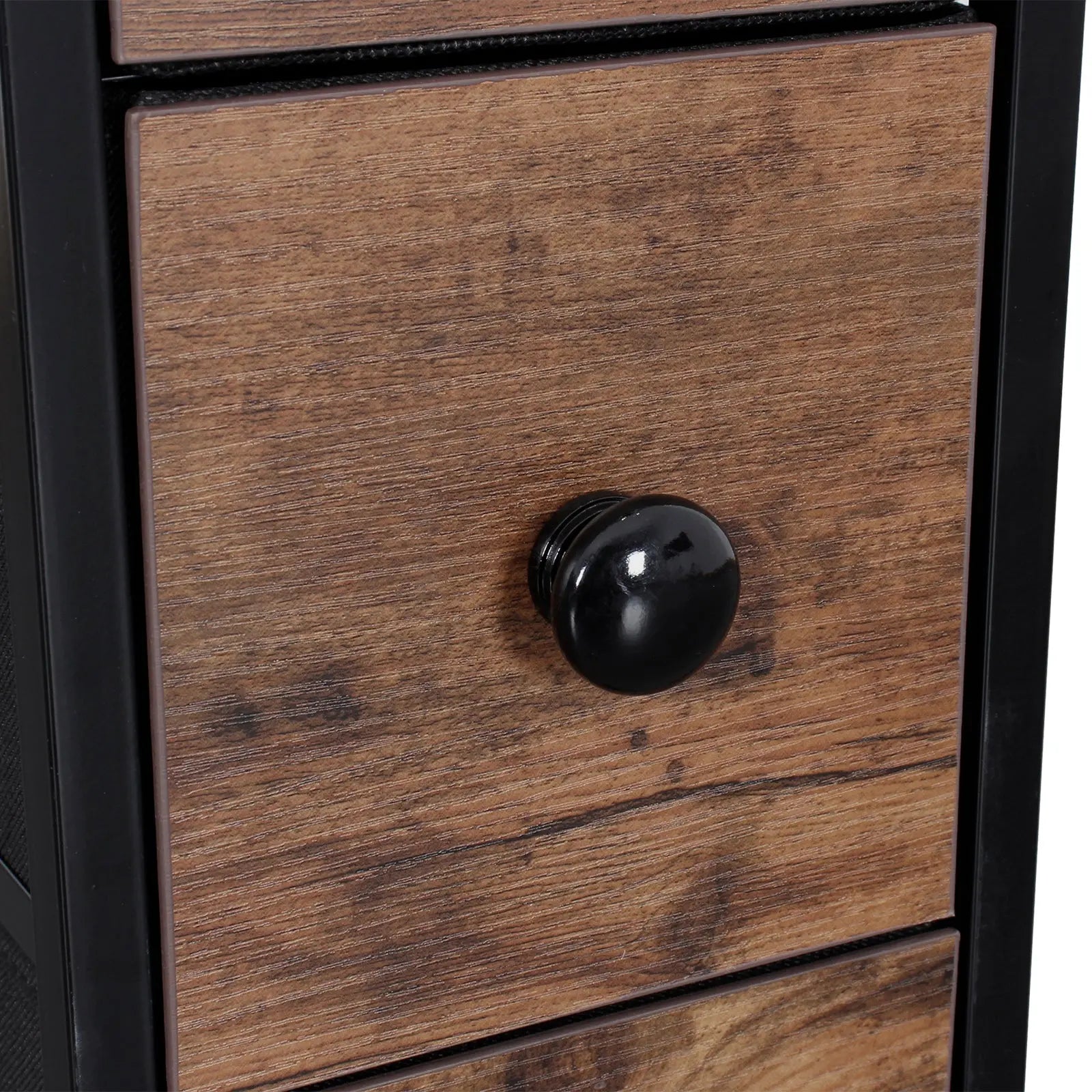 Cómoda estrecha color atigrado de 4 cajones almacenamiento para hogar y oficina, organizador cajonera de estructura metal, tabla MDF y cajones de tela no tejida y cubiertas de MDF MU:4LIFE