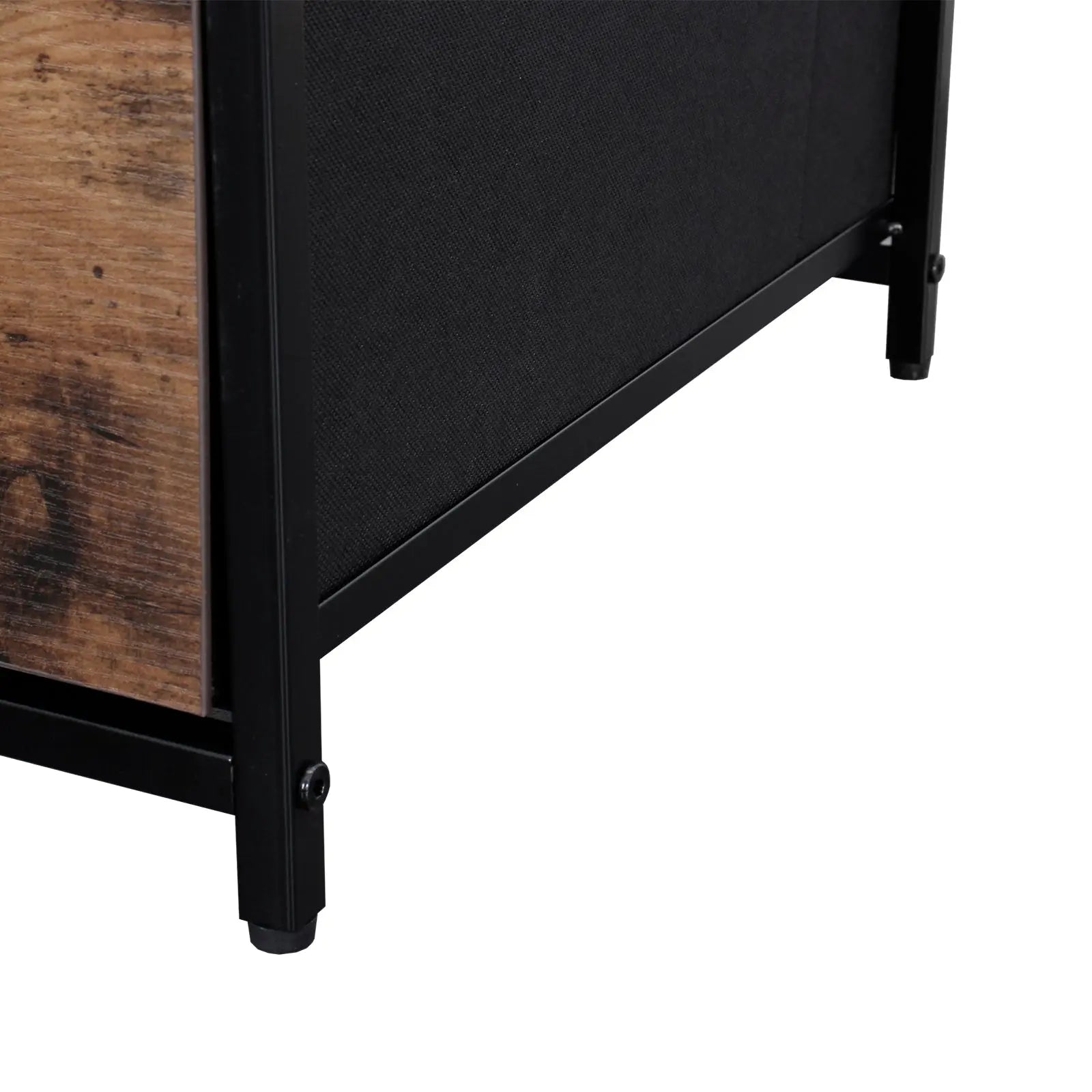 Cómoda estrecha color atigrado de 4 cajones almacenamiento para hogar y oficina, organizador cajonera de estructura metal, tabla MDF y cajones de tela no tejida y cubiertas de MDF MU:4LIFE