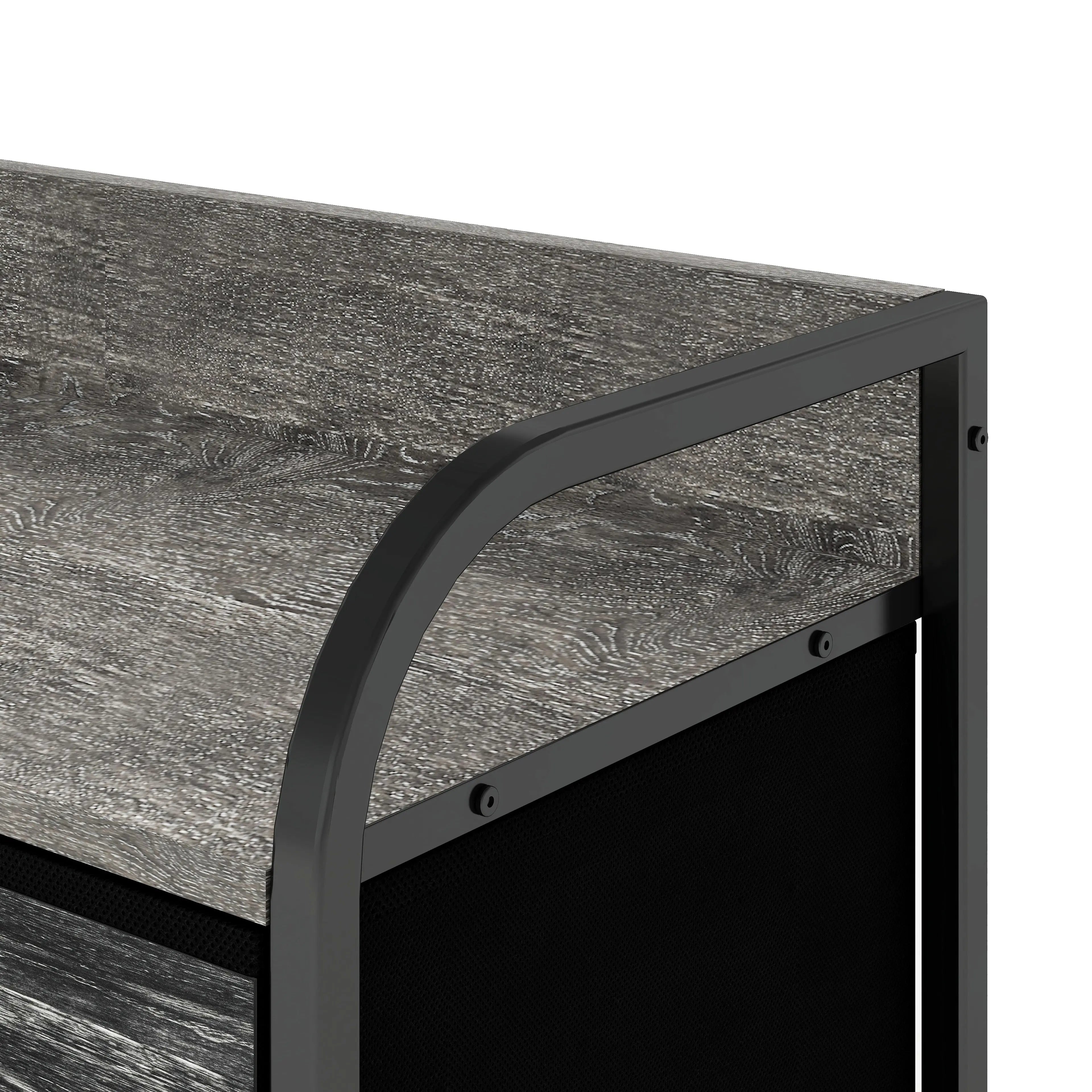 Cómoda compacta de 4 cajones almacenamiento para hogar y oficina, organizador cajonera de estructura metal y cajones de tela lino poliéster y tela no tejida MU:4LIFE