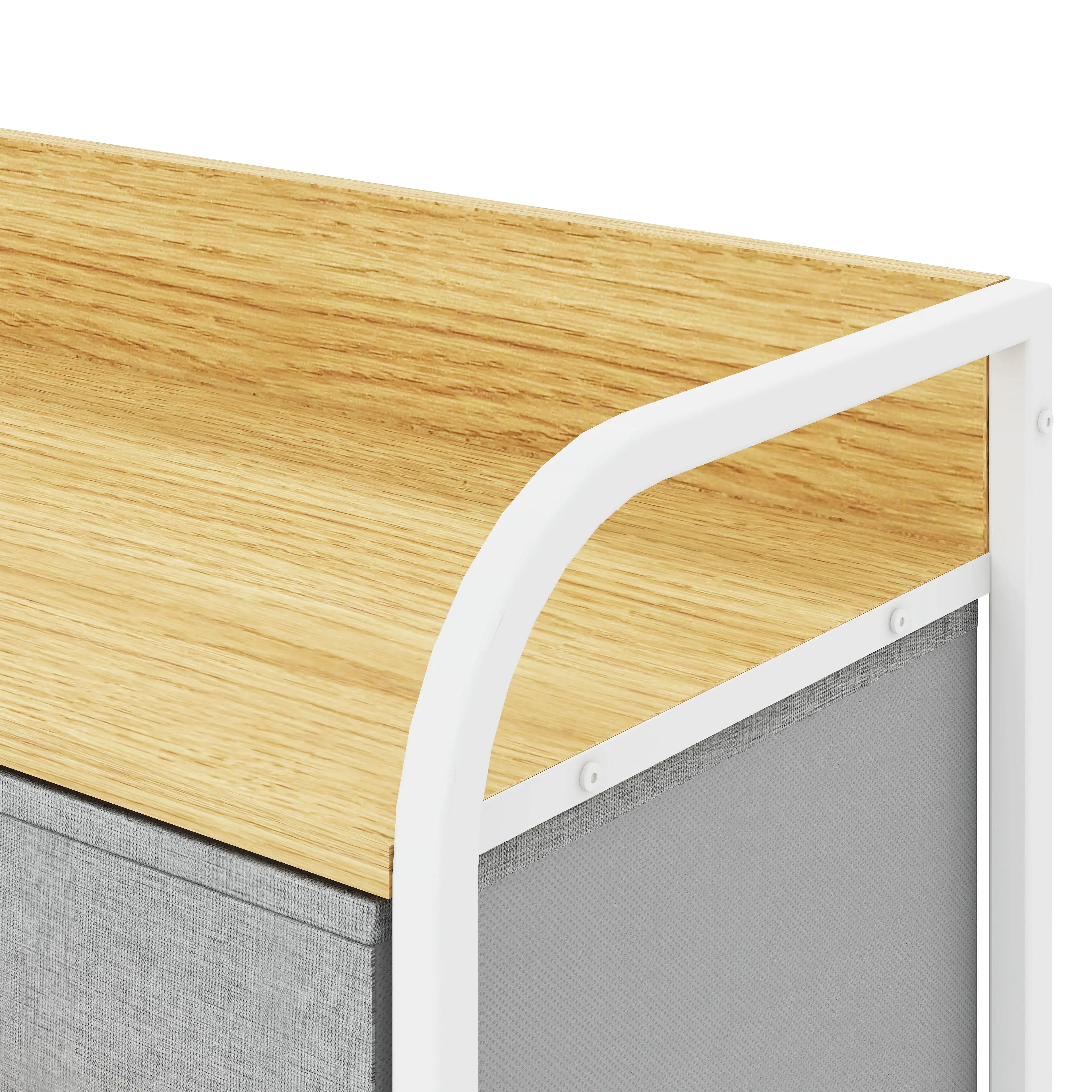 Cómoda compacta de 4 cajones almacenamiento para hogar y oficina, organizador cajonera de estructura metal y cajones de tela lino poliéster y tela no tejida MU:4LIFE