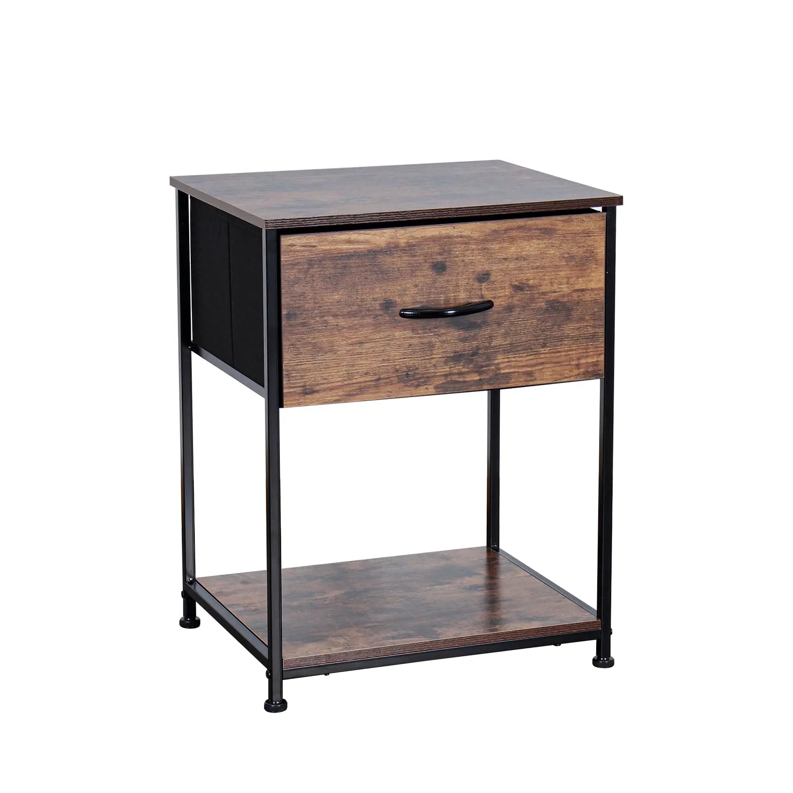 Buró Atigrado con 1 Cajón y 1 Estante para Almacenamiento en Hogar y Oficina, Estructura de Metal y Cajón de Tela No Tejida con Cubierta de MDF MU:4LIFE