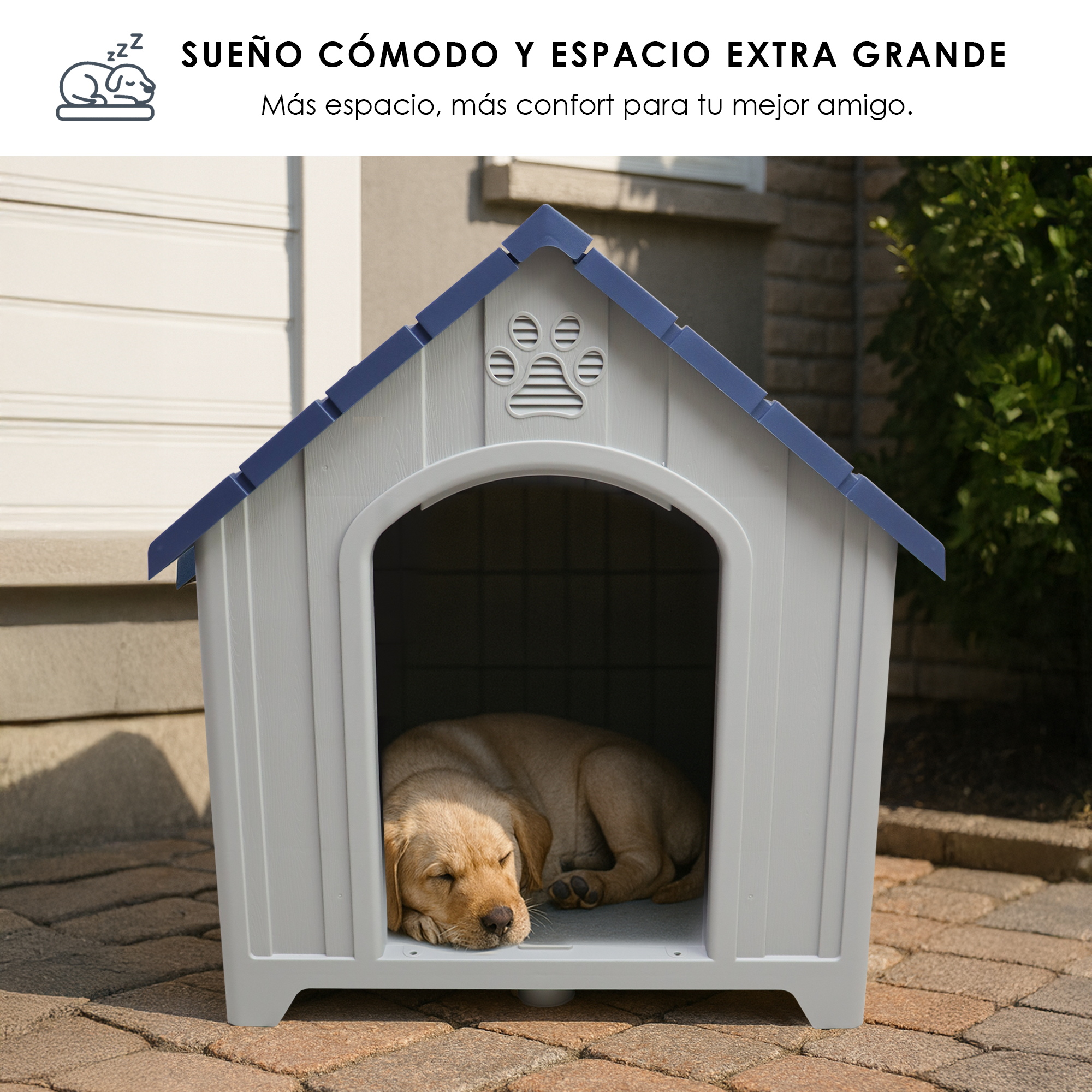 Casa Jaula para Perro de Plástico para Exteriores e Interiores, Resistente al Agua, con Ventilación y Base Reforzada y Anclajes al Suelo