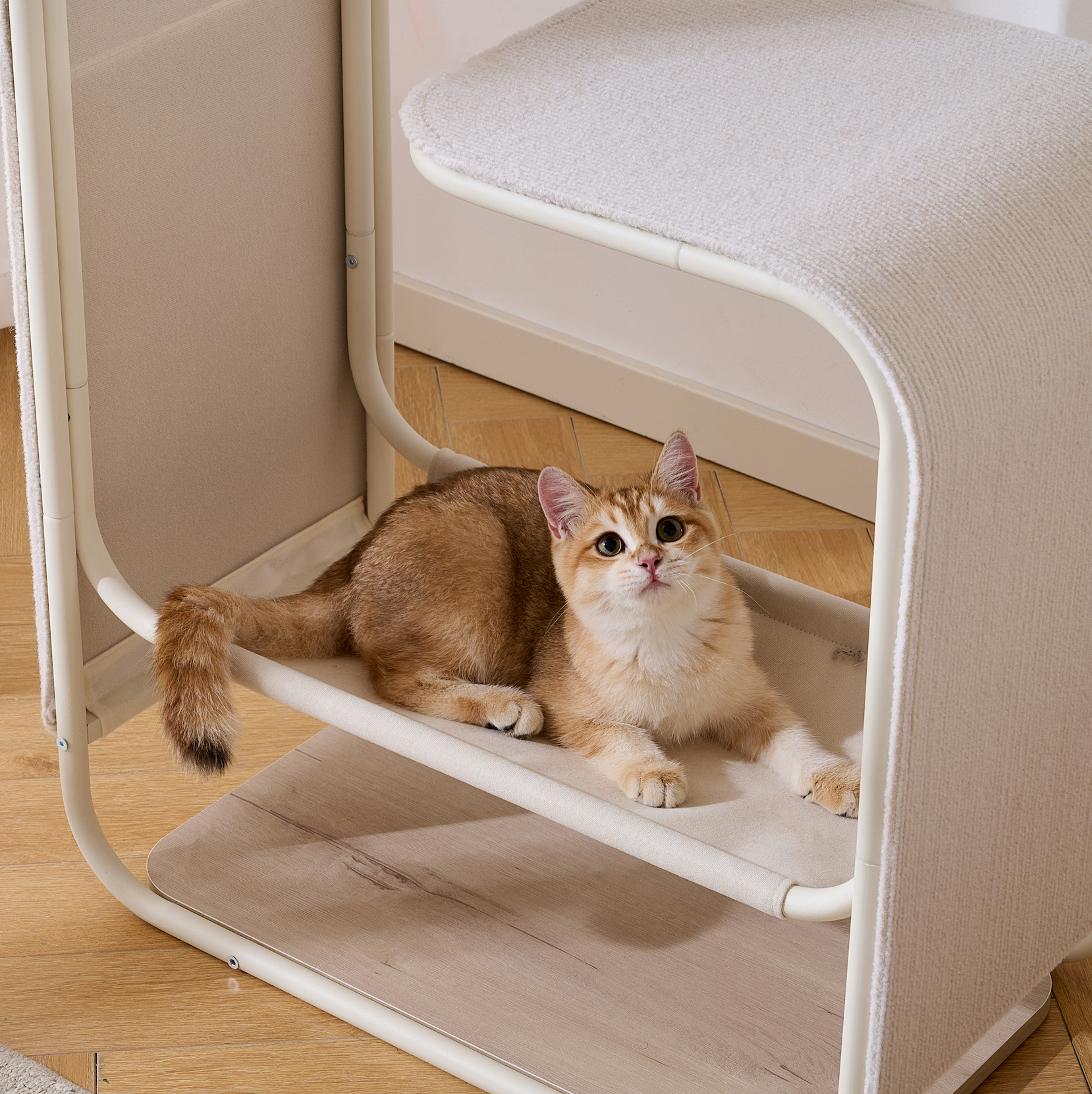 Torre con Rascador para Gatos, 2 Plataformas, 1 Hamaca