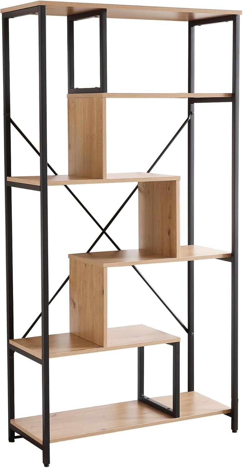 Estantería de Exhibición Multiuso – Librero con Acabado en Color Madera Natural para Hogar u Oficina