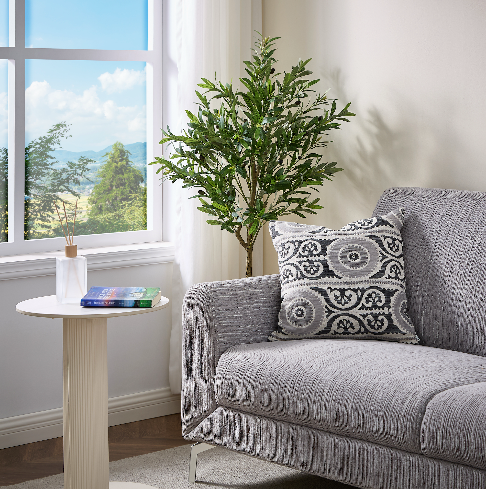 Árbol de Olivo Artificial con Frutos Estilo Natural para Decoración Interior