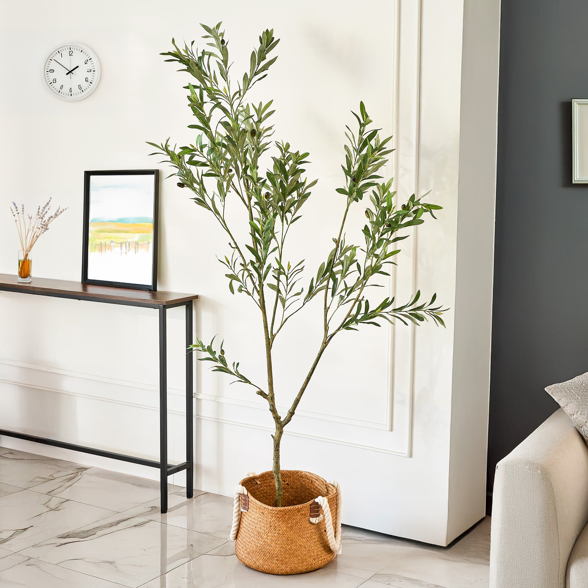 Árbol de Olivo Artificial con Frutos Estilo Natural para Decoración Interior