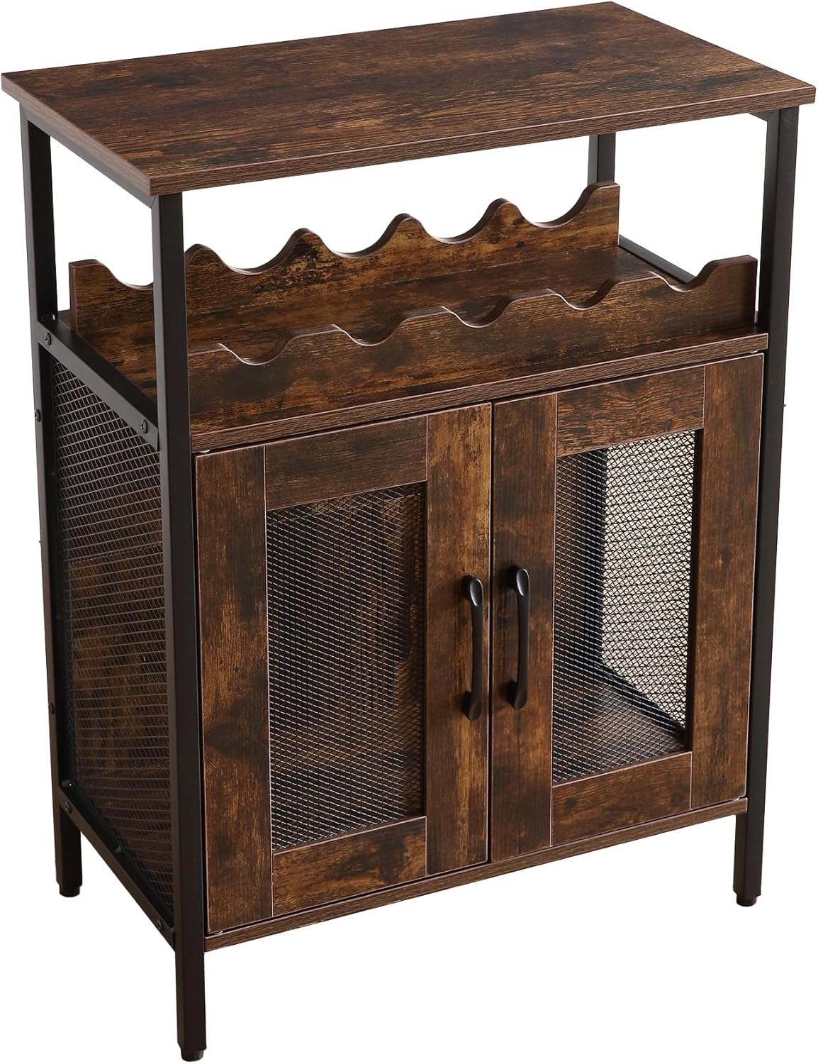 Gabinete Bar Compacto con Estantes, Soporte para Botellas y Copas, y Mesa Auxiliar