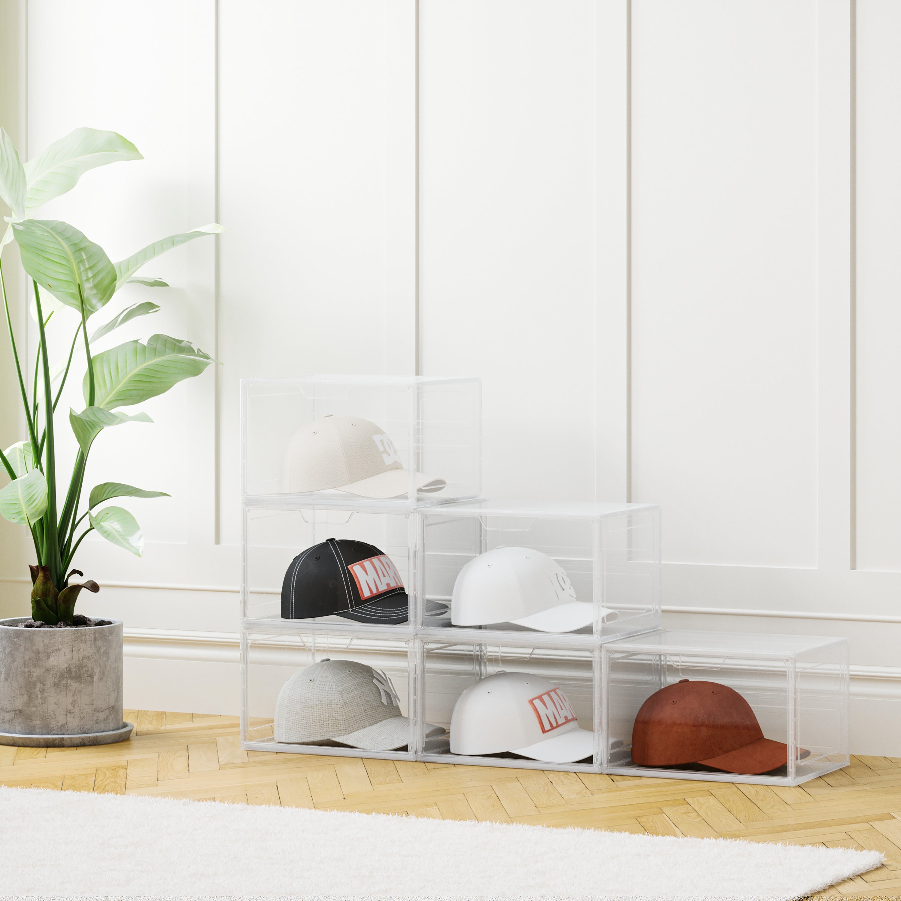 CLEAR Caja Organizadora Transparente con Puerta Frontal, Apilable y Multiusos (6 Pack)