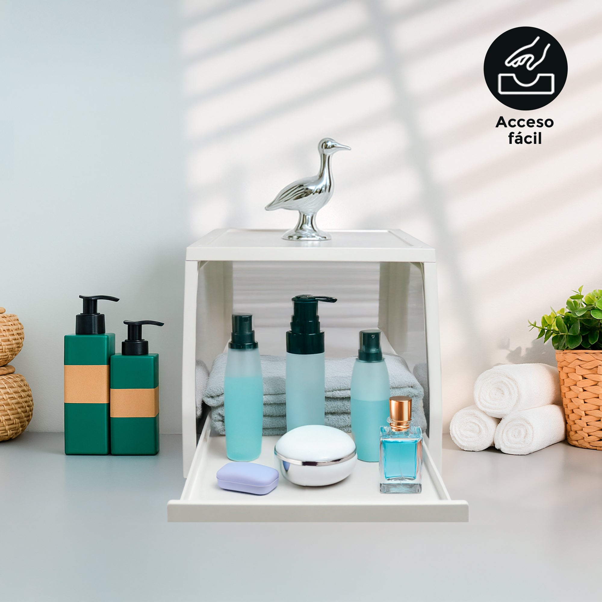 Set de 2 Cajas Deslizantes con Persiana Enrollable, Almacenaje Multiuso para Beisbol, Gorra, Ropa o Accesorios