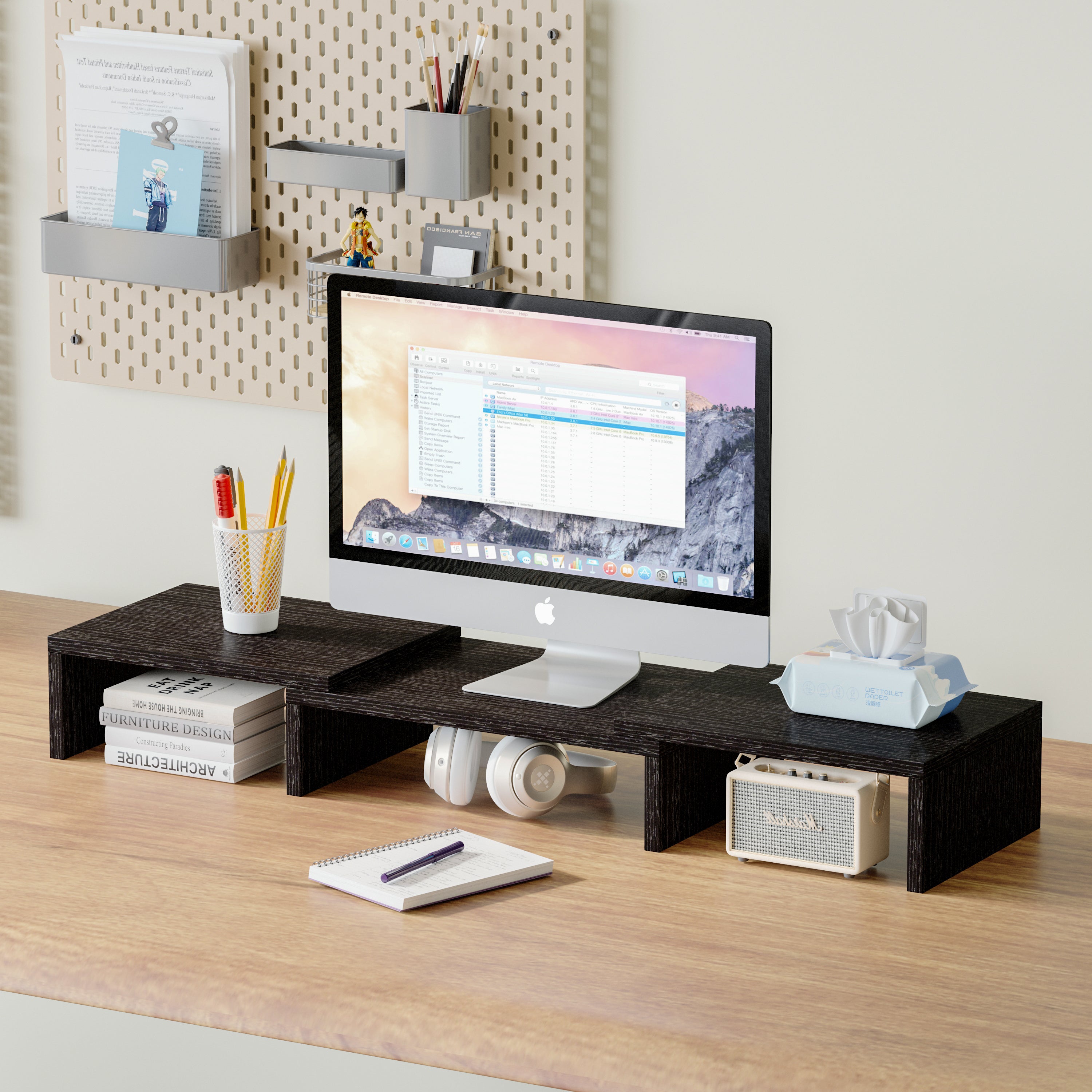 Soporte Extensible y Ajustable en ángulo de Monitor y Computadora, Estante Organizador para Escritorio, Oficina y Cocina