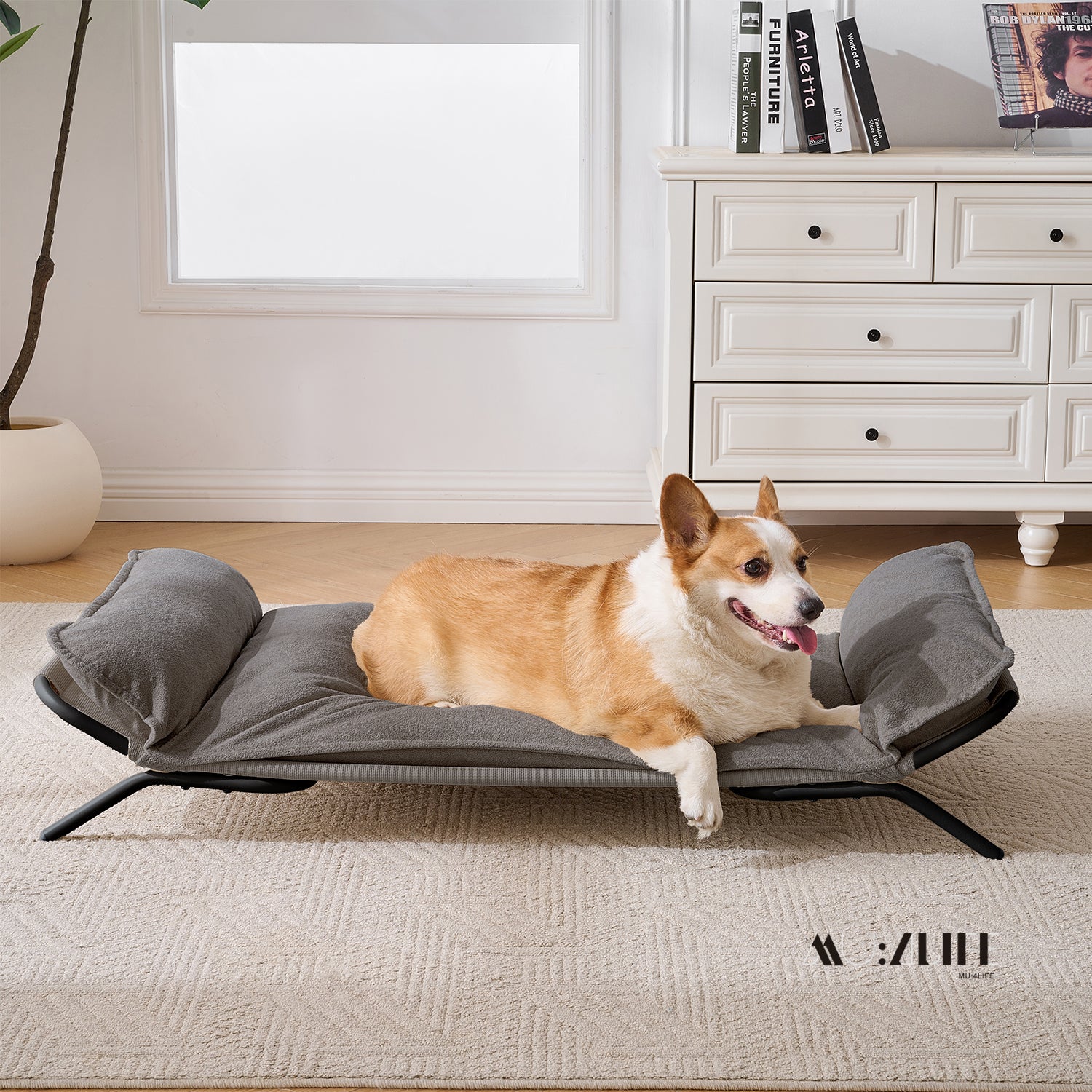 Cama Elevada para Perros y Gatos. Doble Uso para Climas Cálidos y Fríos, con Malla Transpirable y Cojín Desmontable Lavable