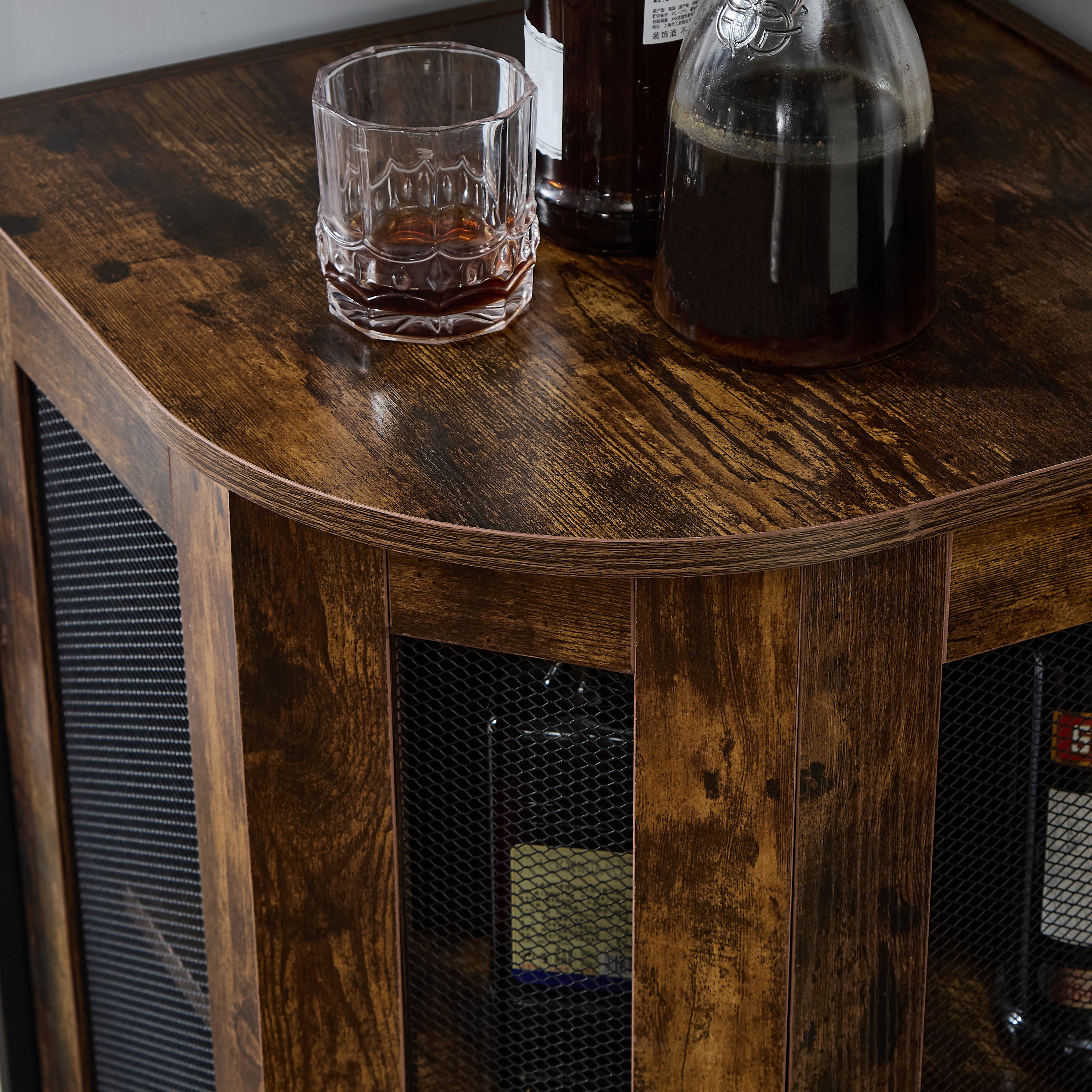 Gabinete de Bar Esquinero con Soporte para Copas, Mueble Mini Cantina para Licores y Bebidas
