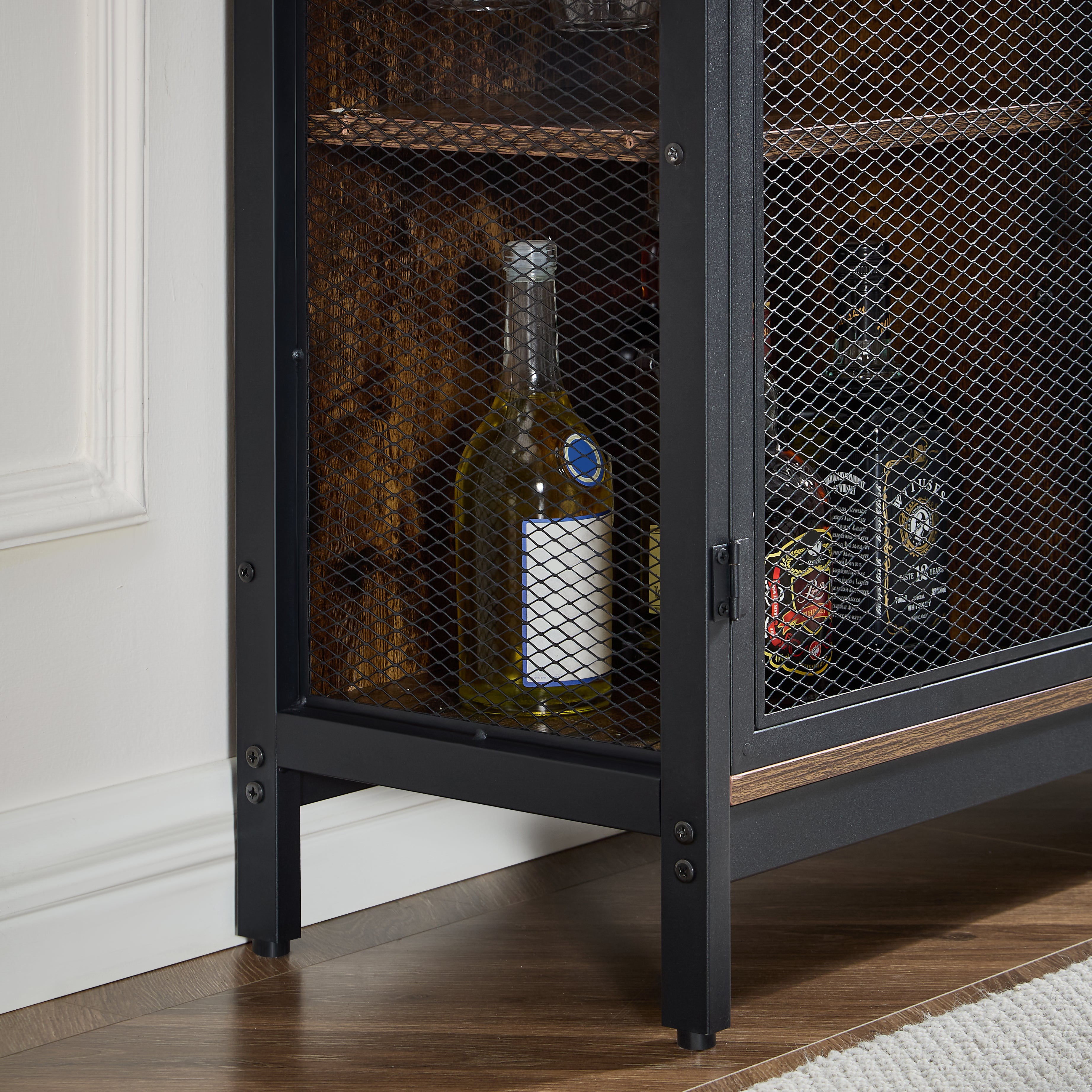 Gabinete de Bar de con Soporte para Copas y Portabotella, Estantes Bufets de Cocina, Mueble Mini Cantina para Vino y Licores