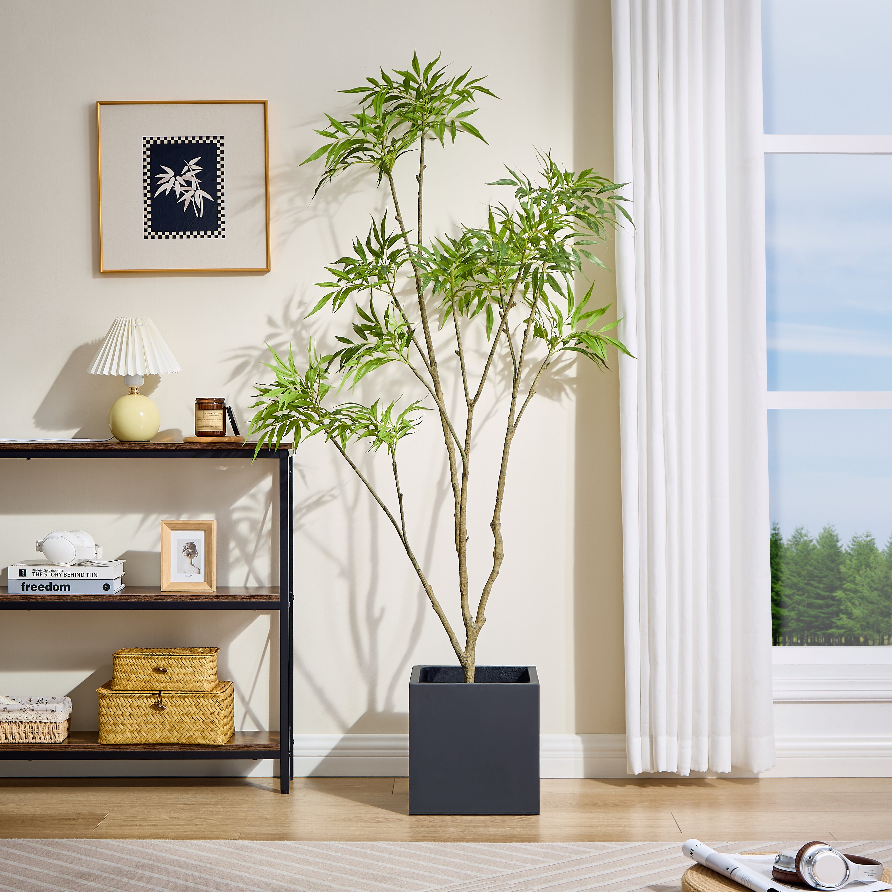 Árbol Decorativo Artificial Mahonia Fortunei Estilo Natural para Decoración Interior